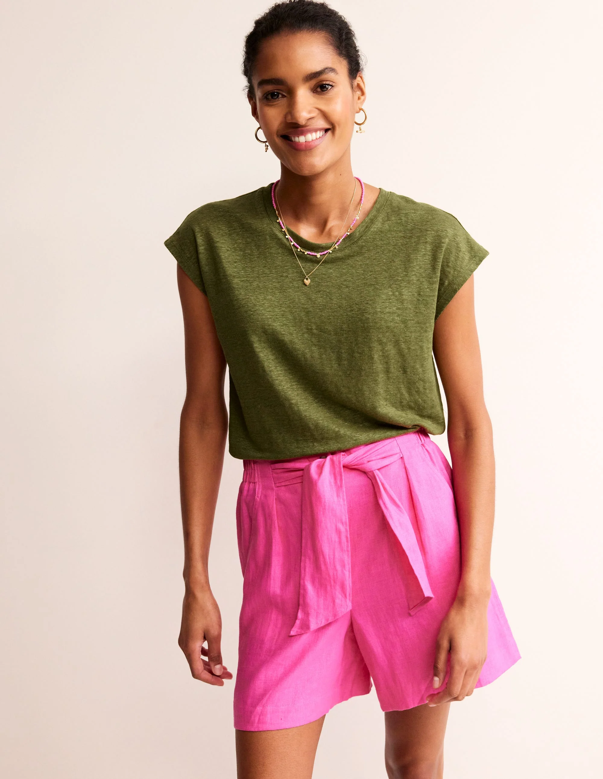 Louisa Crew Neck Linen T-shirt-Mayfly - Image 4