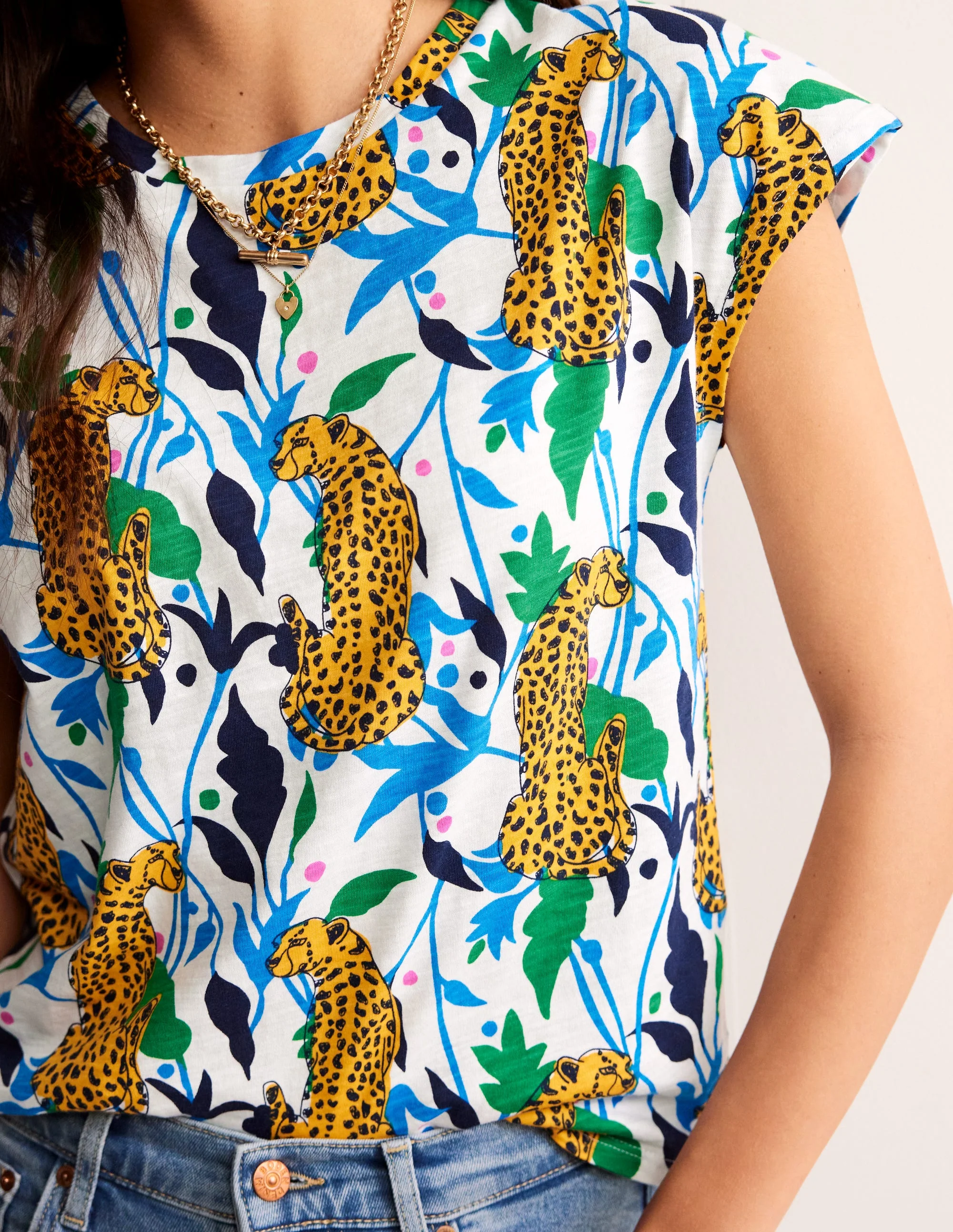 Louisa Printed Slub T-Shirt-Multi, Leopard Vine - Image 3