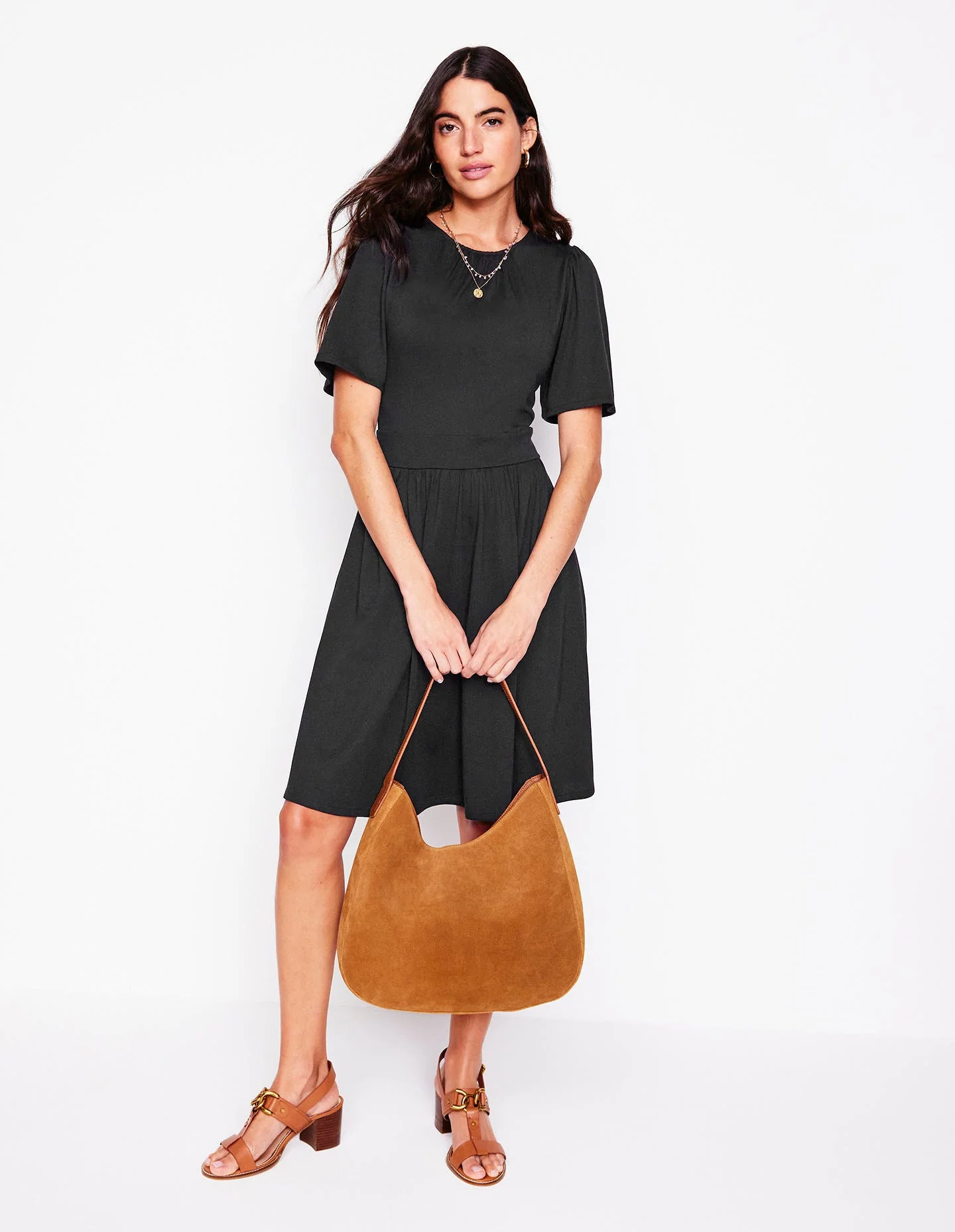 Louisa Short Jersey Dress-Black - Image 4