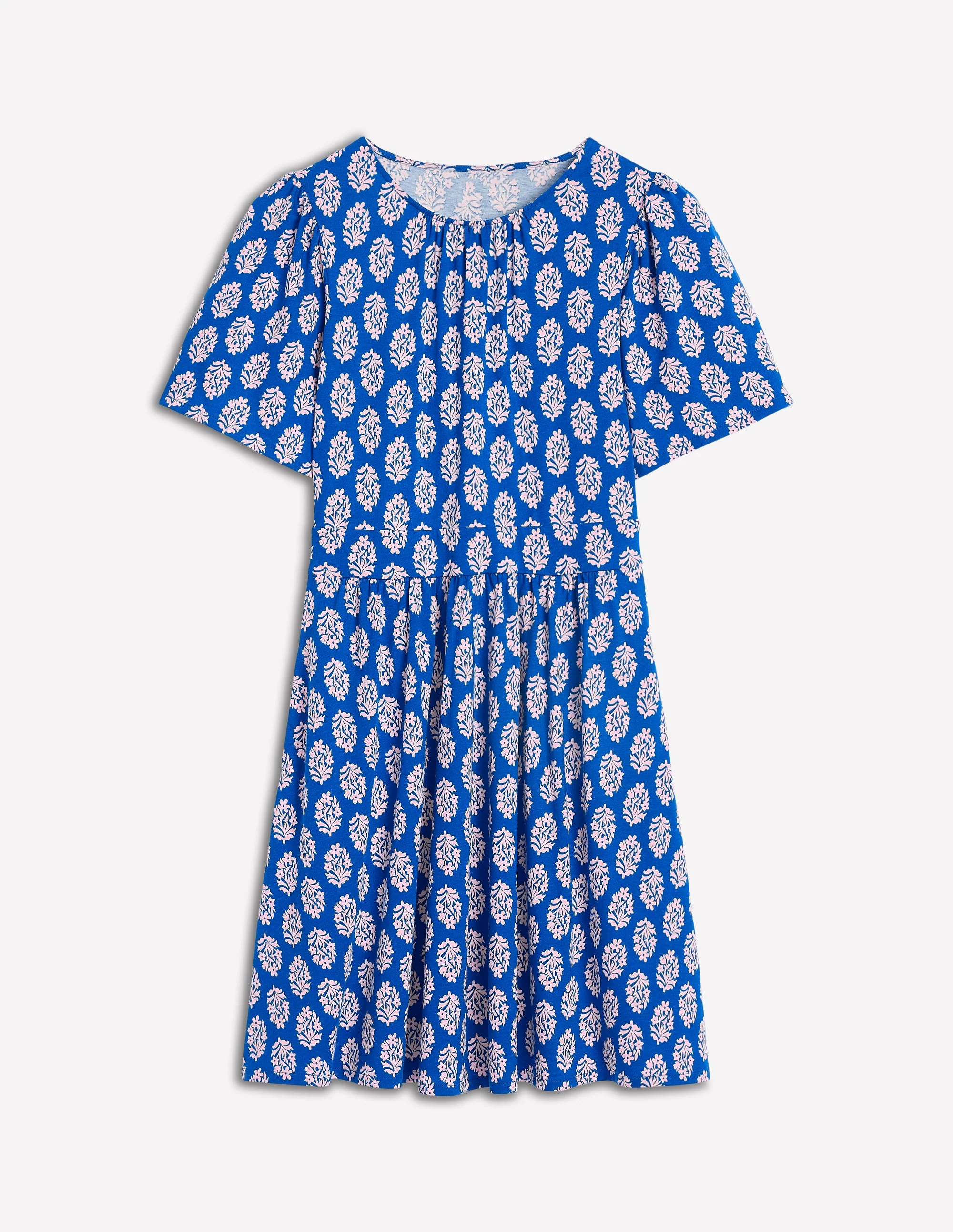 Louisa Short Jersey Dress-Gallery Blue, Posy Stamp - Image 5