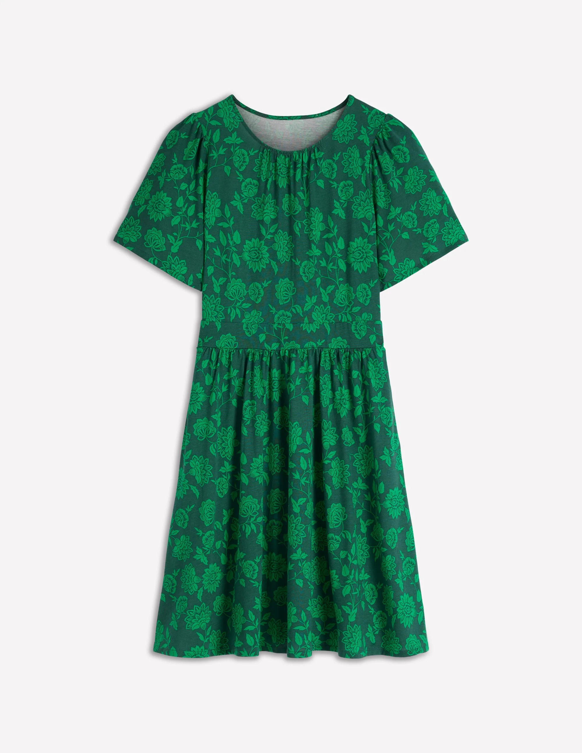 Louisa Short Jersey Dress-Midnight Teal, Floral Frenzy - Image 6