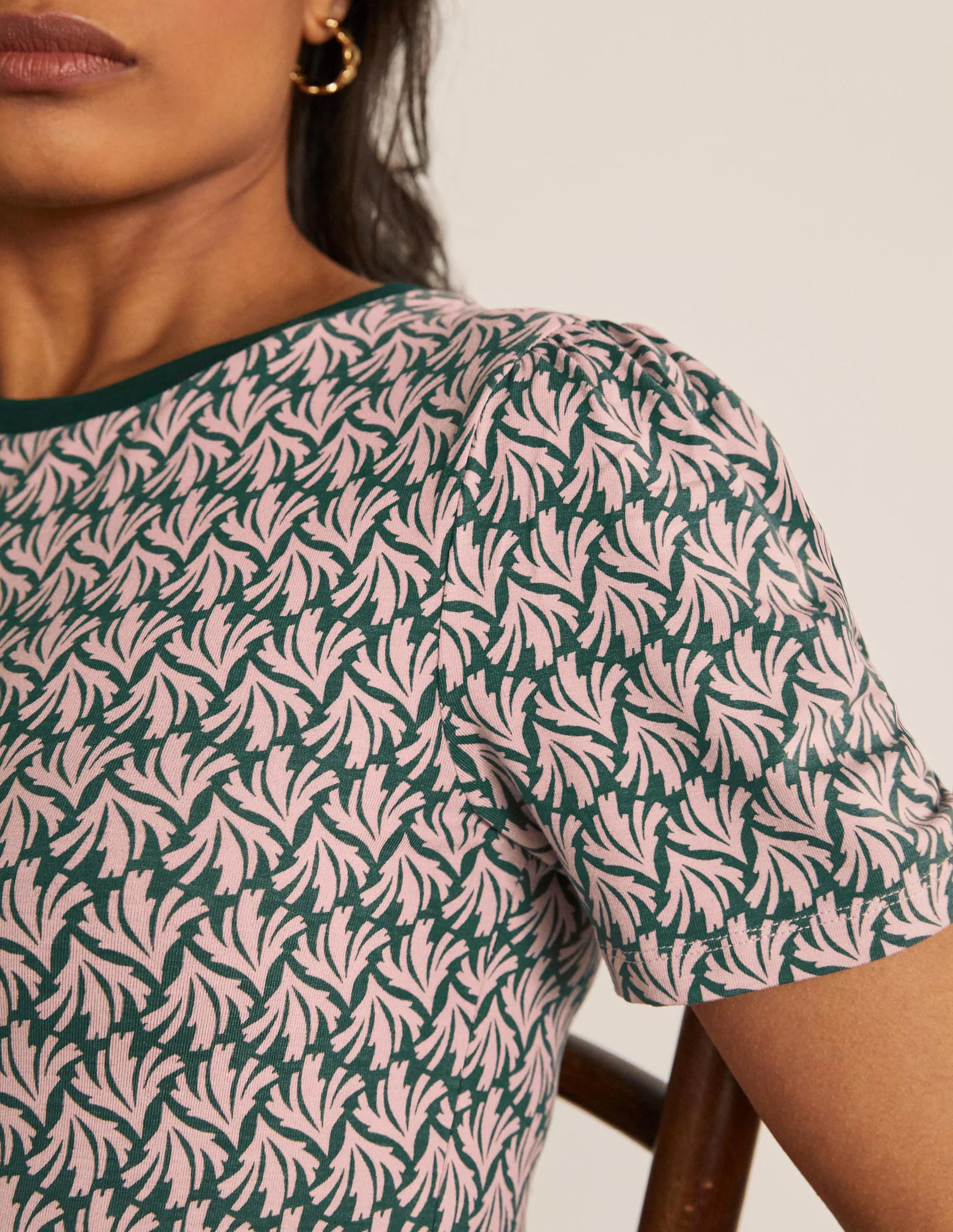 Lucinda Jersey Midi Dress-Palm Leaf, Swaying Coral - Image 4