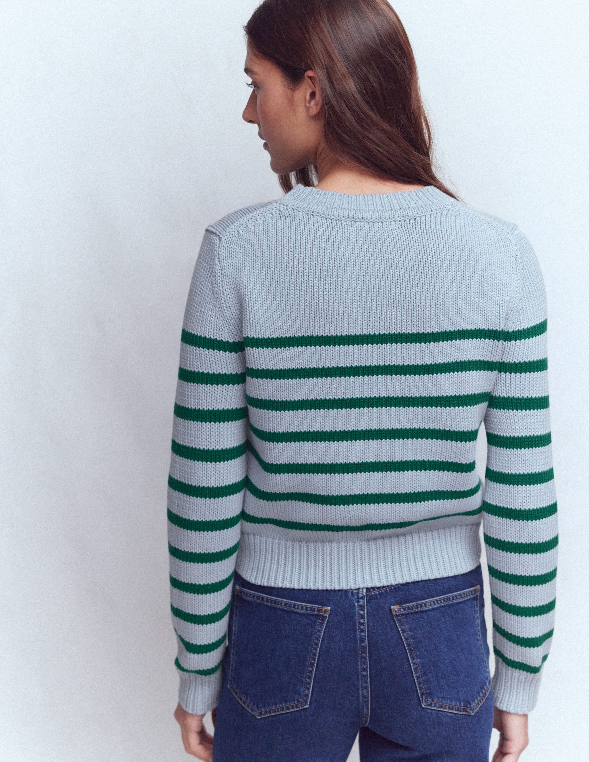 Lucy Chunky Cotton Sweater-Blue/ Green - Image 3