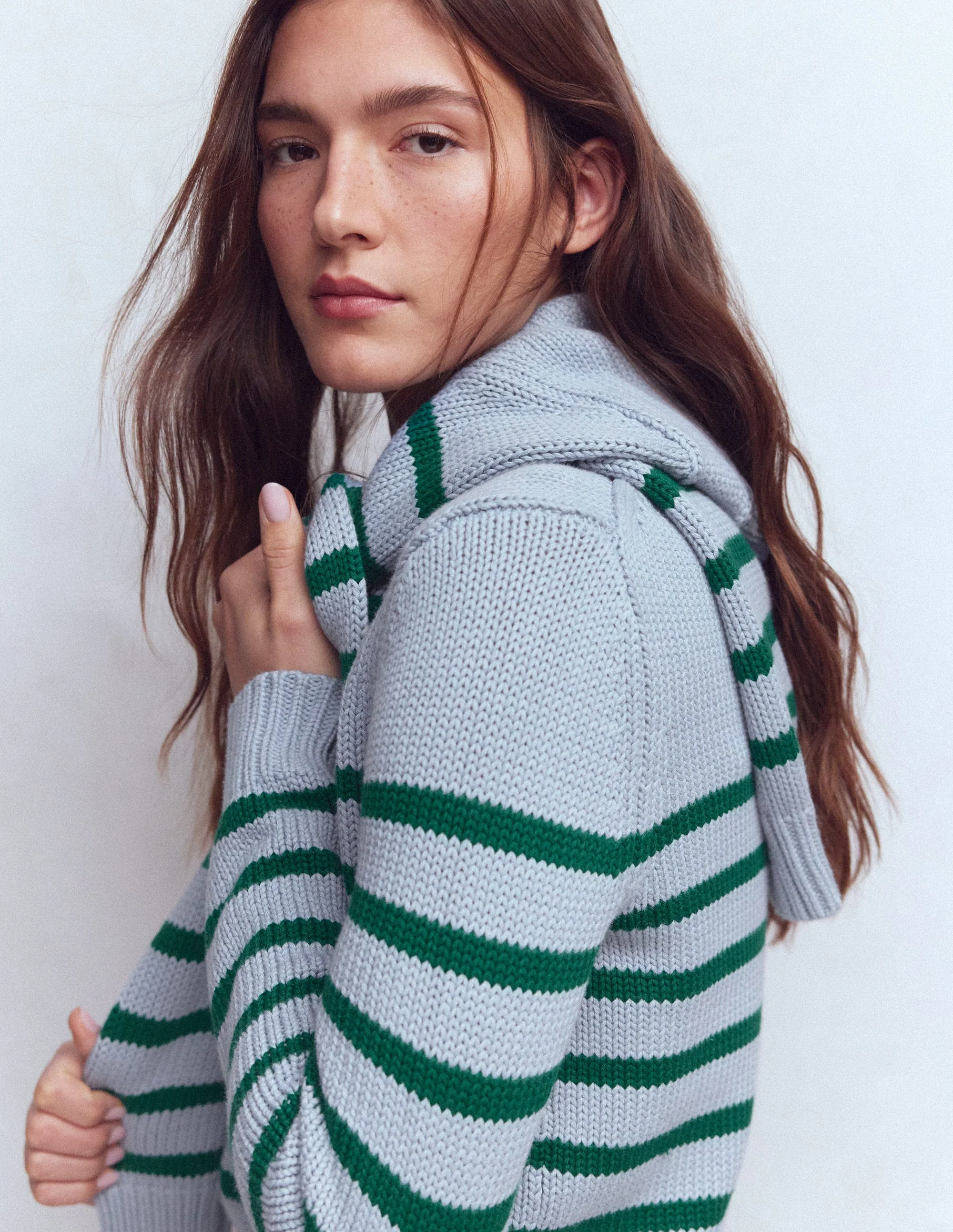 Lucy Chunky Cotton Sweater-Blue/ Green - Image 5