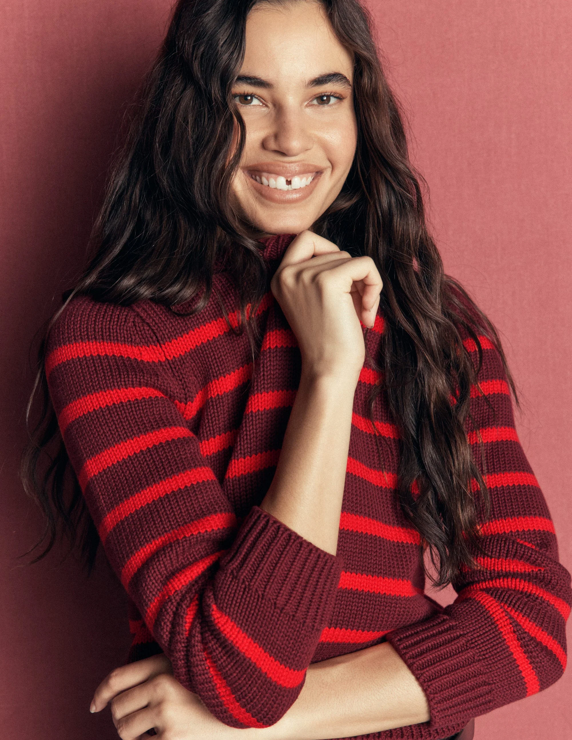 Lucy Chunky Cotton Sweater-Port, High risk red - Image 2