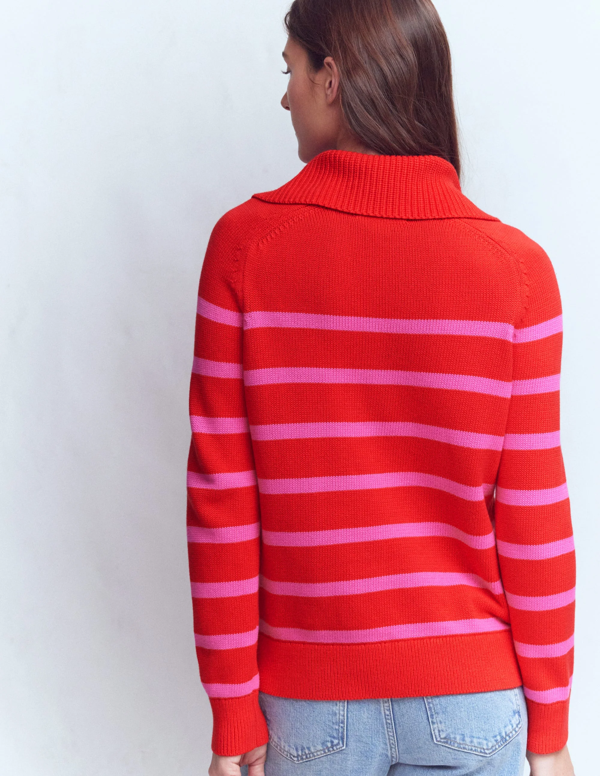 Lucy Half Zip Sweater-Pink/ Red - Image 3