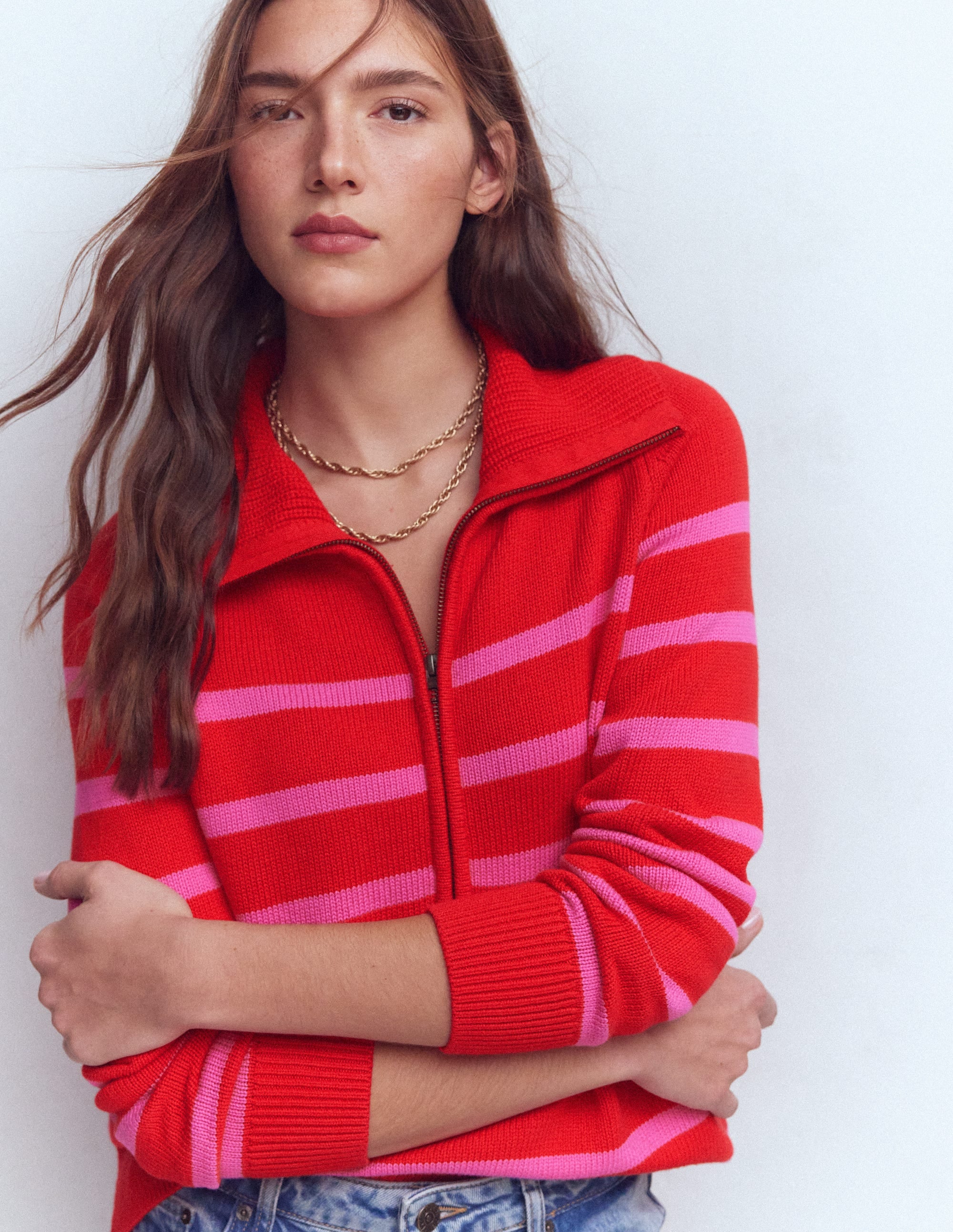 Lucy Half Zip Sweater-Pink/ Red - Image 4