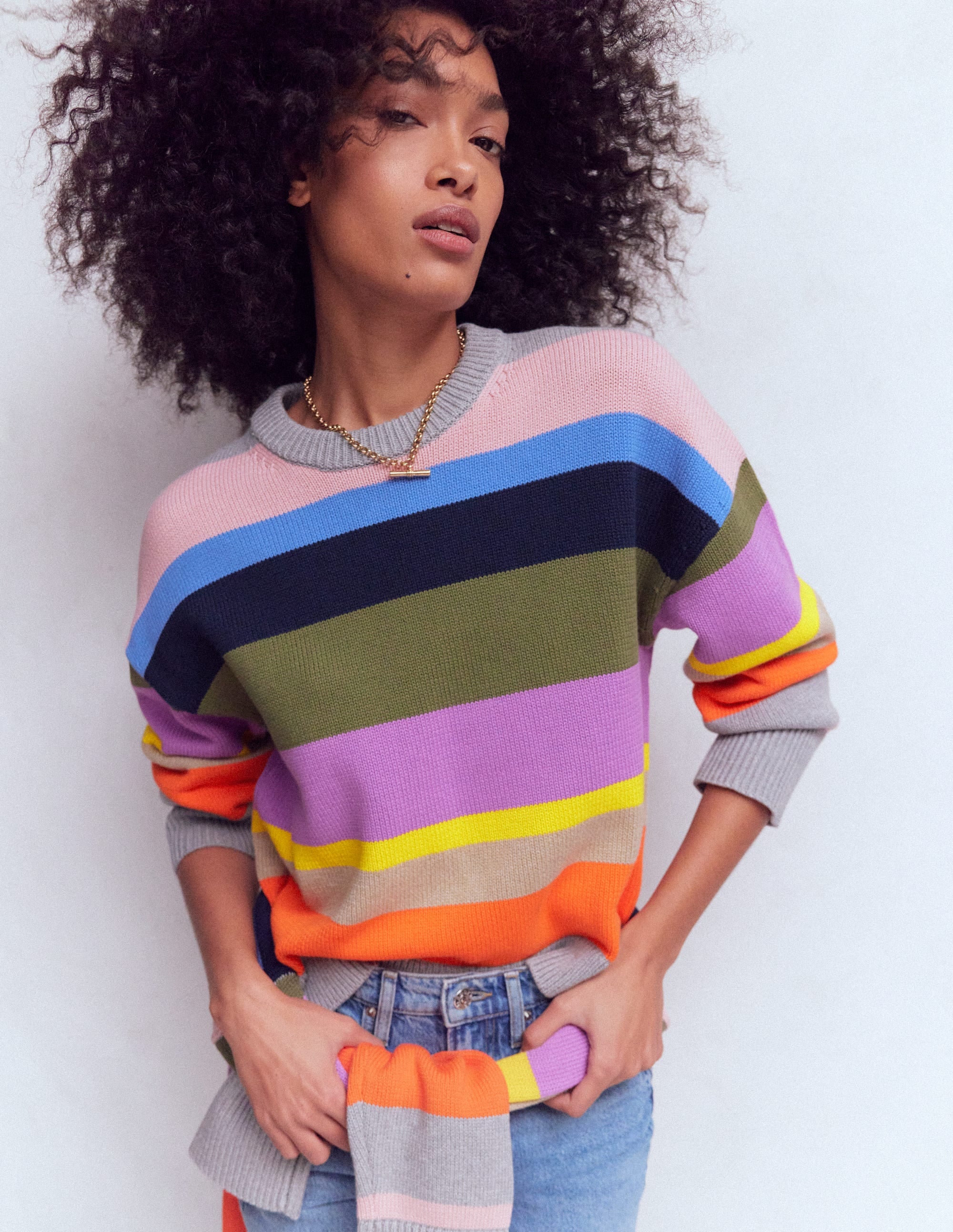 Lucy Relaxed Cotton Sweater-Mutli, Rainbow - Image 4