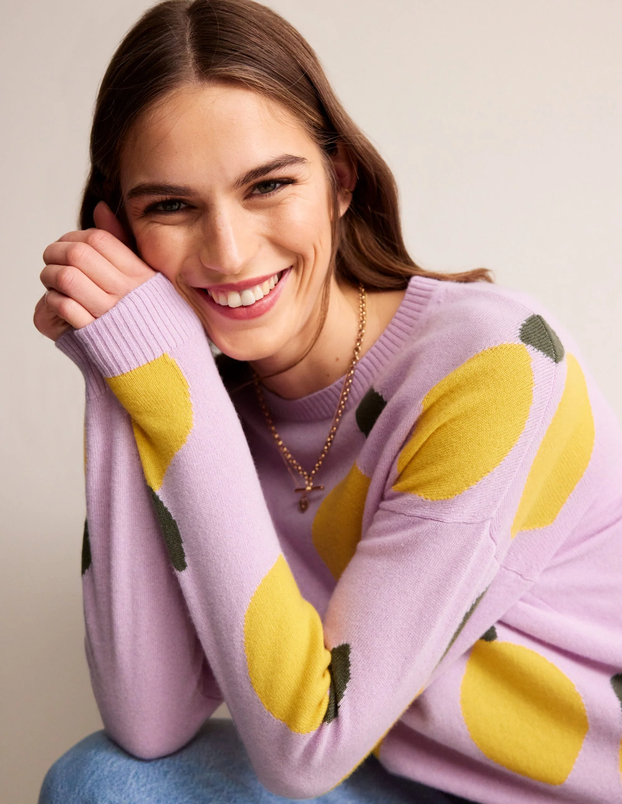 Lydia Cashmere Jumper-Soft Lavender, Lemons