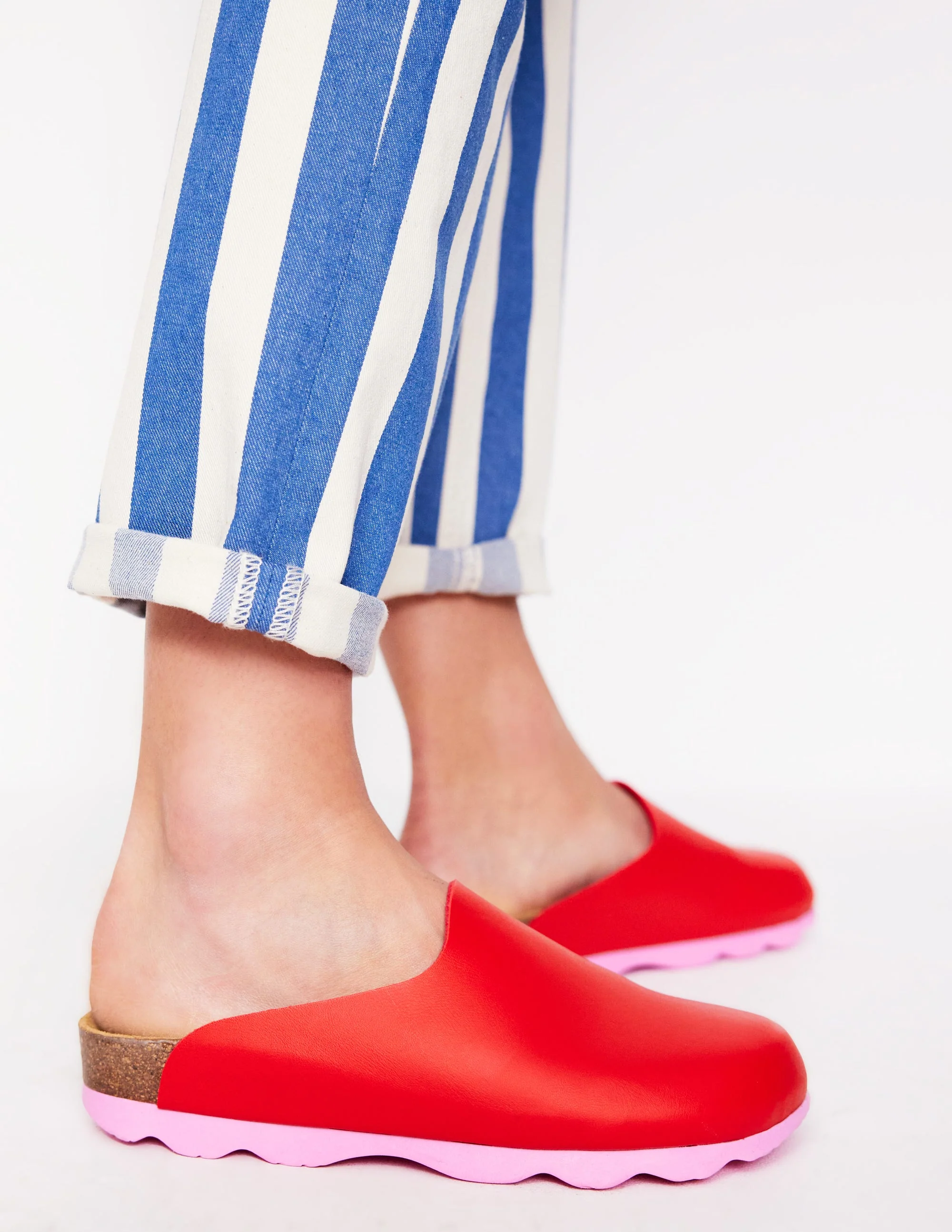 Lyla Colour Block Clogs-Post Box Red/Soft Pink - Image 2