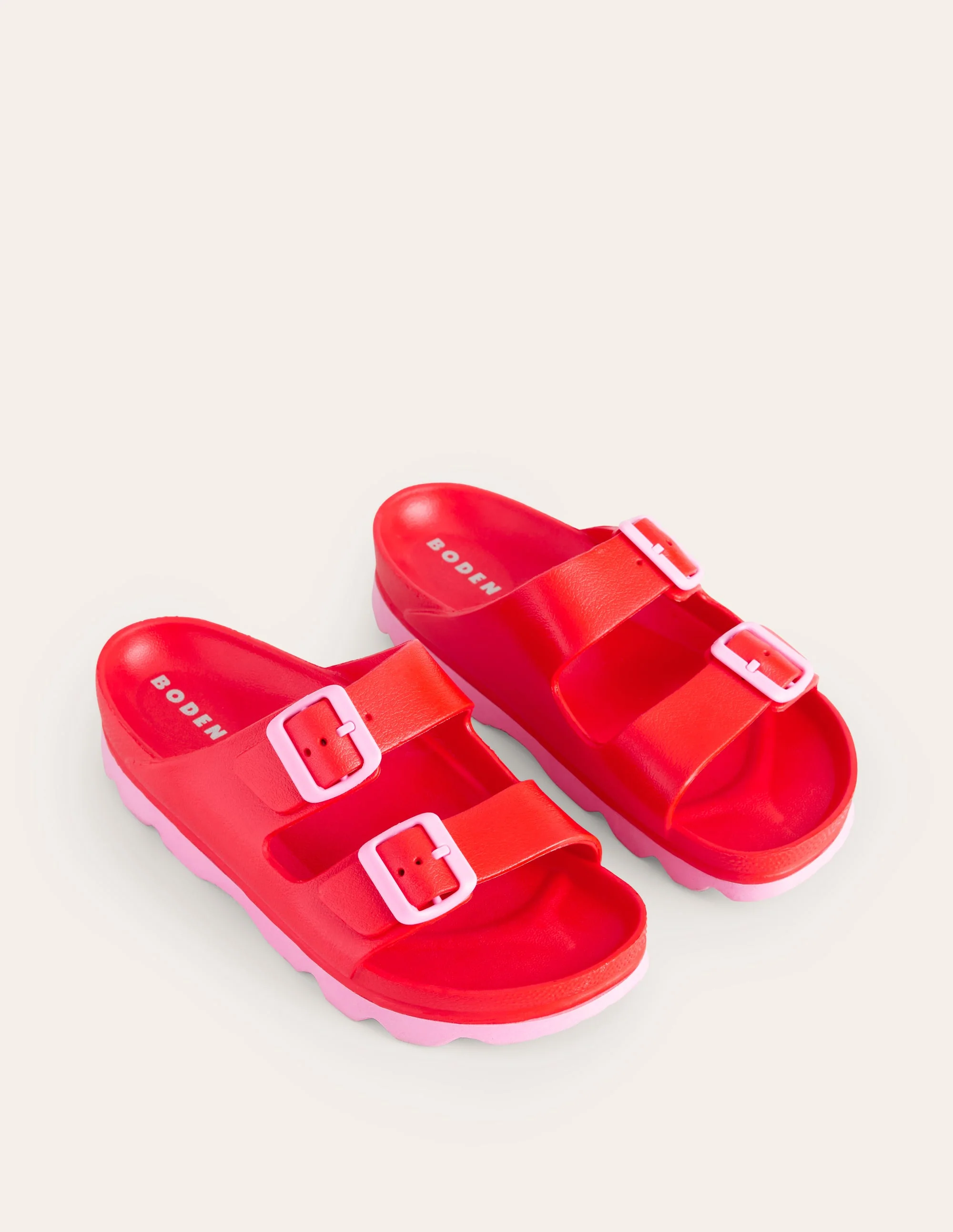 Lyla Double Buckle Sliders-Red - Image 3