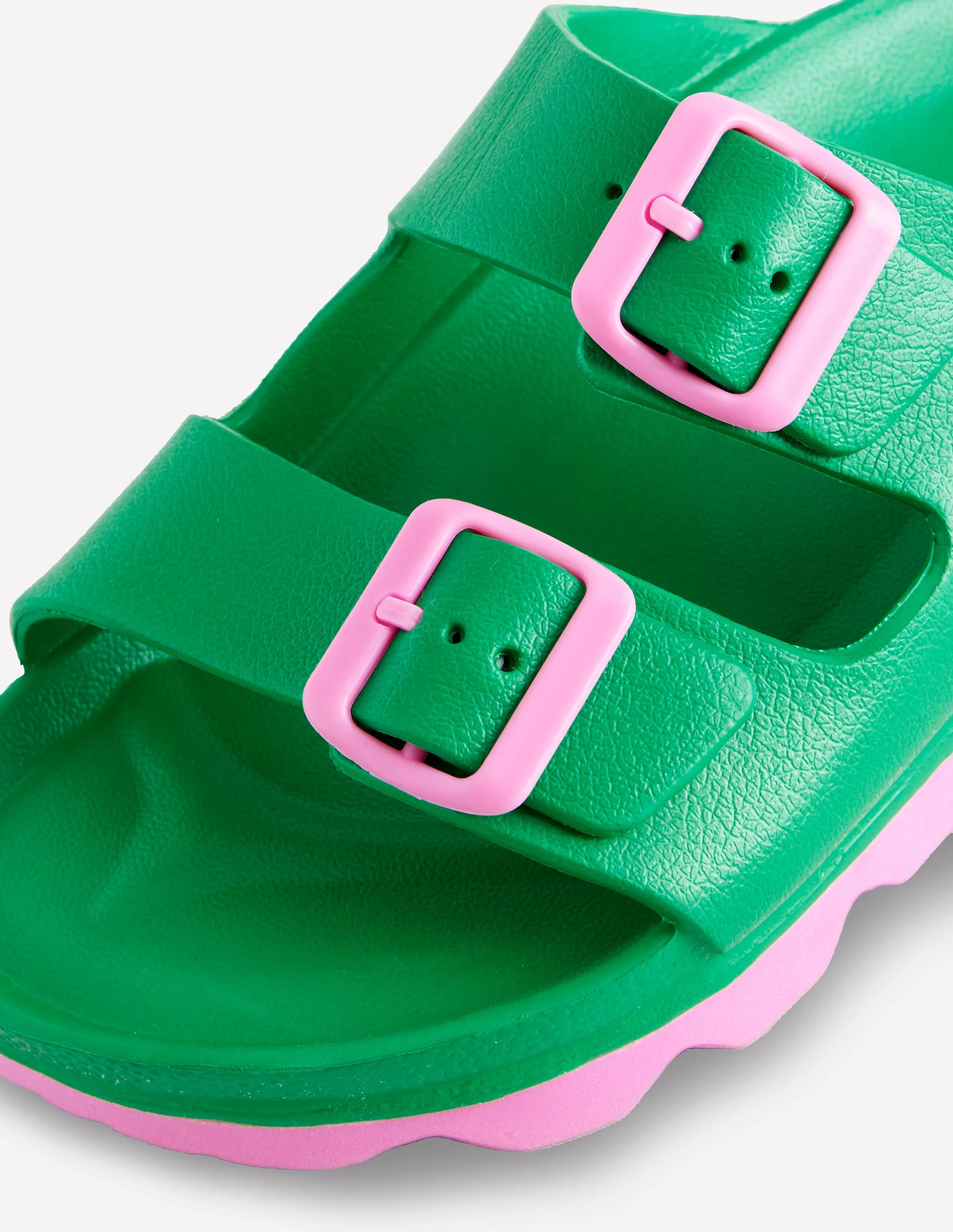 Lyla Double Buckle Sliders-Rich Emerald/Soft Pink - Image 4