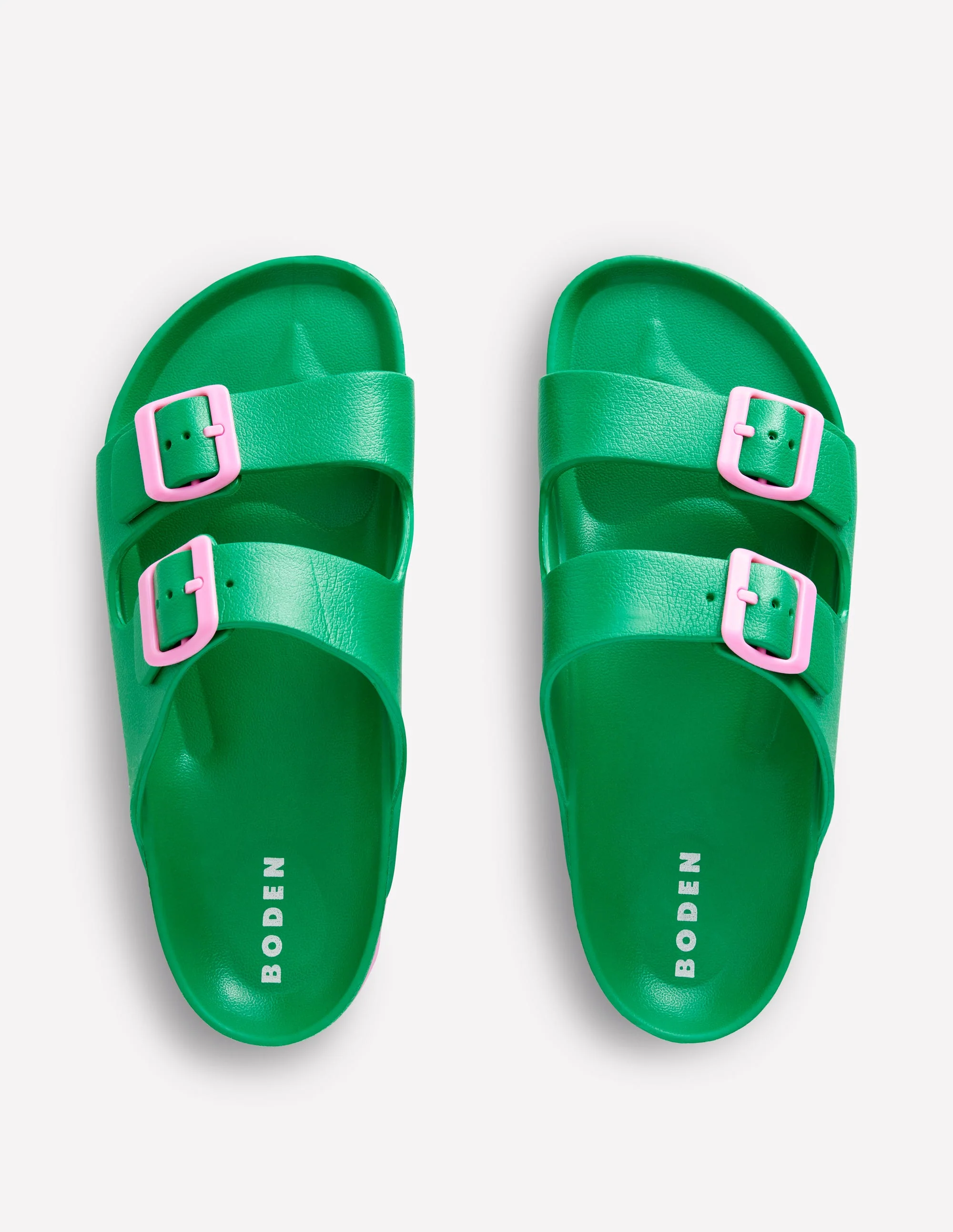 Lyla Double Buckle Sliders-Rich Emerald/Soft Pink - Image 5