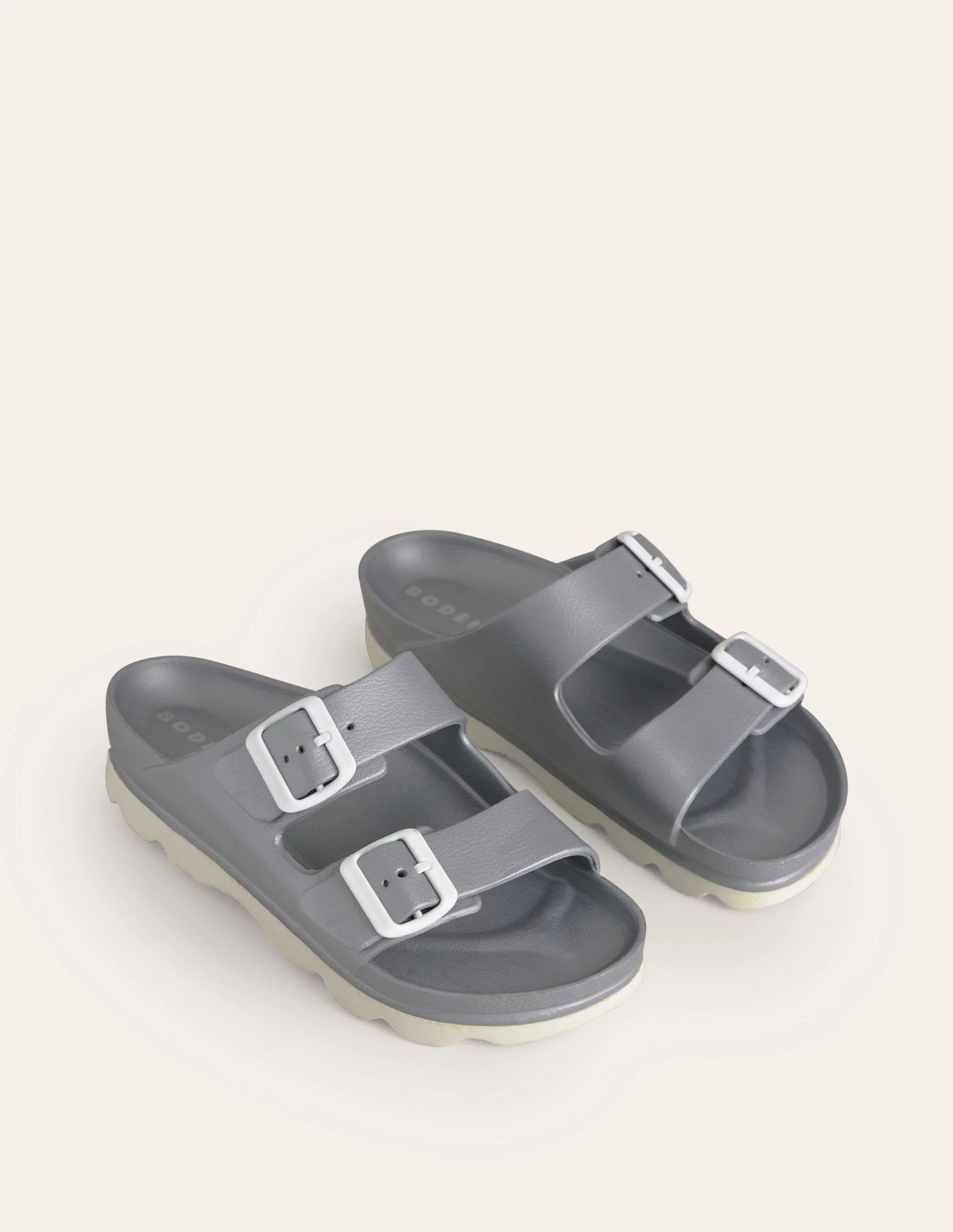 Lyla Double Buckle Sliders-Silver - Image 3