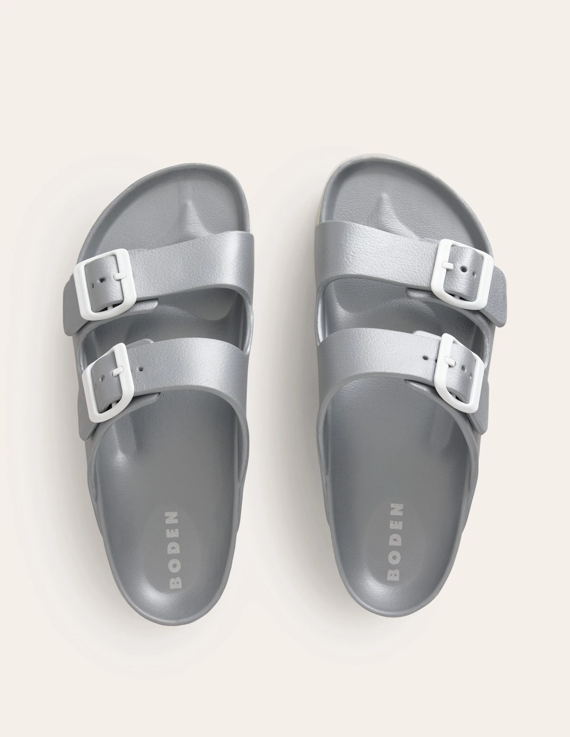 Lyla Double Buckle Sliders-Silver - Image 5