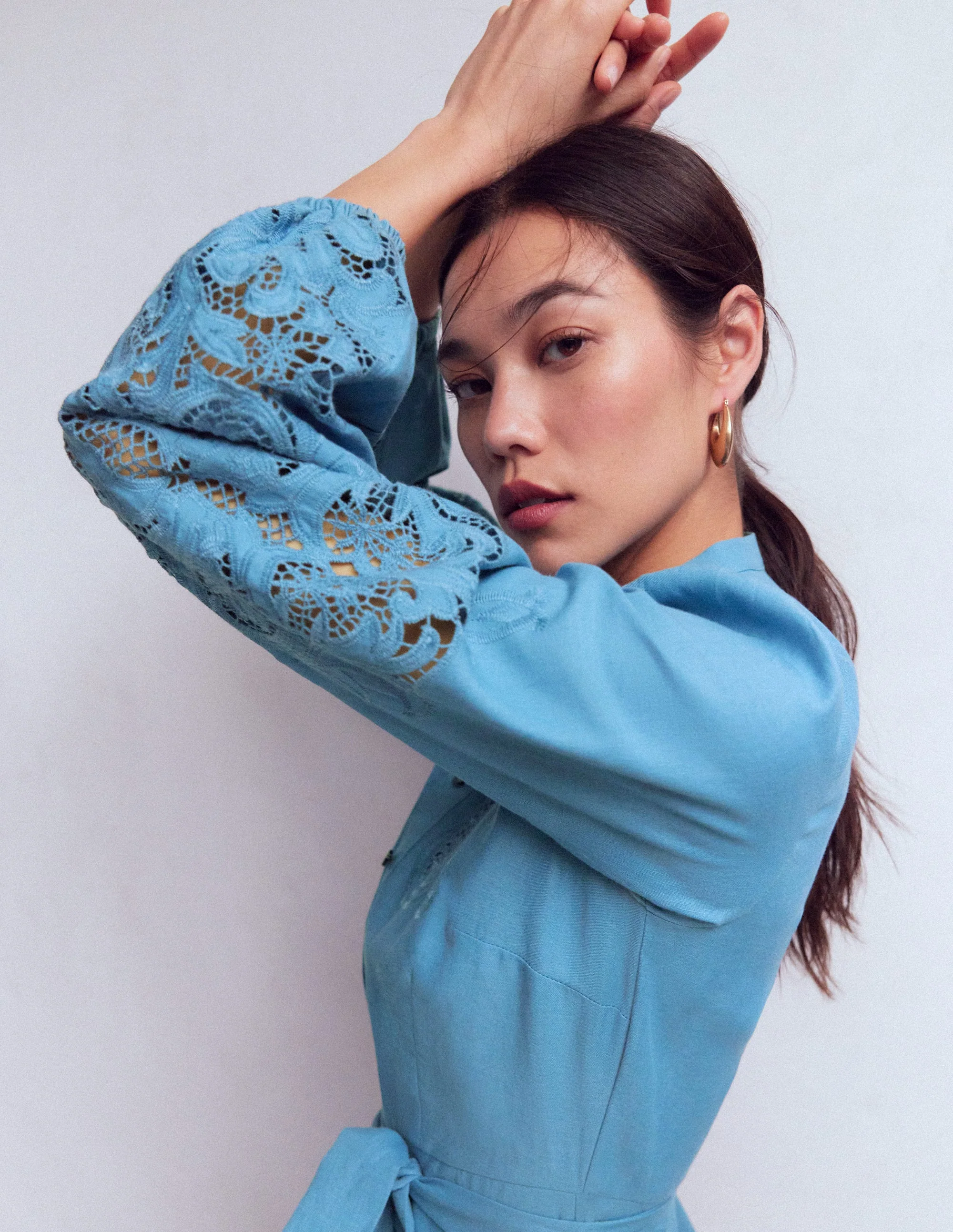 Mae Linen Blend Shirt Dress-Blue Heaven - Image 2