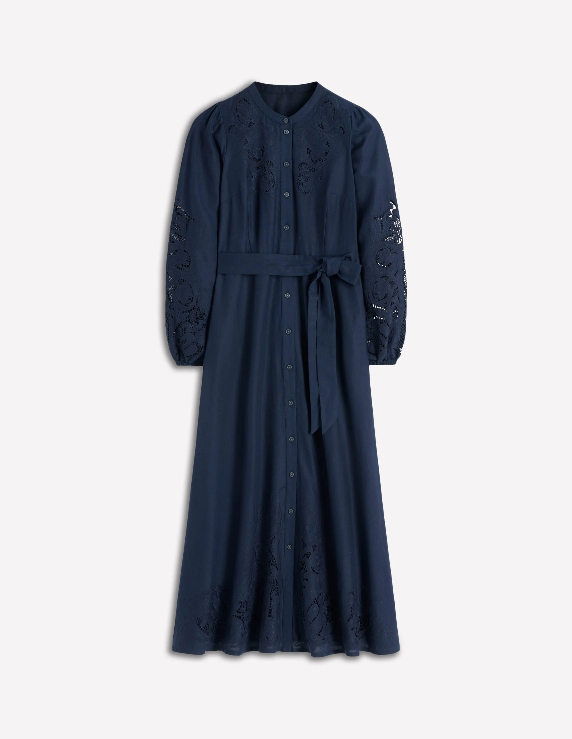 Mae Linen Blend Shirt Dress-Navy - Image 6