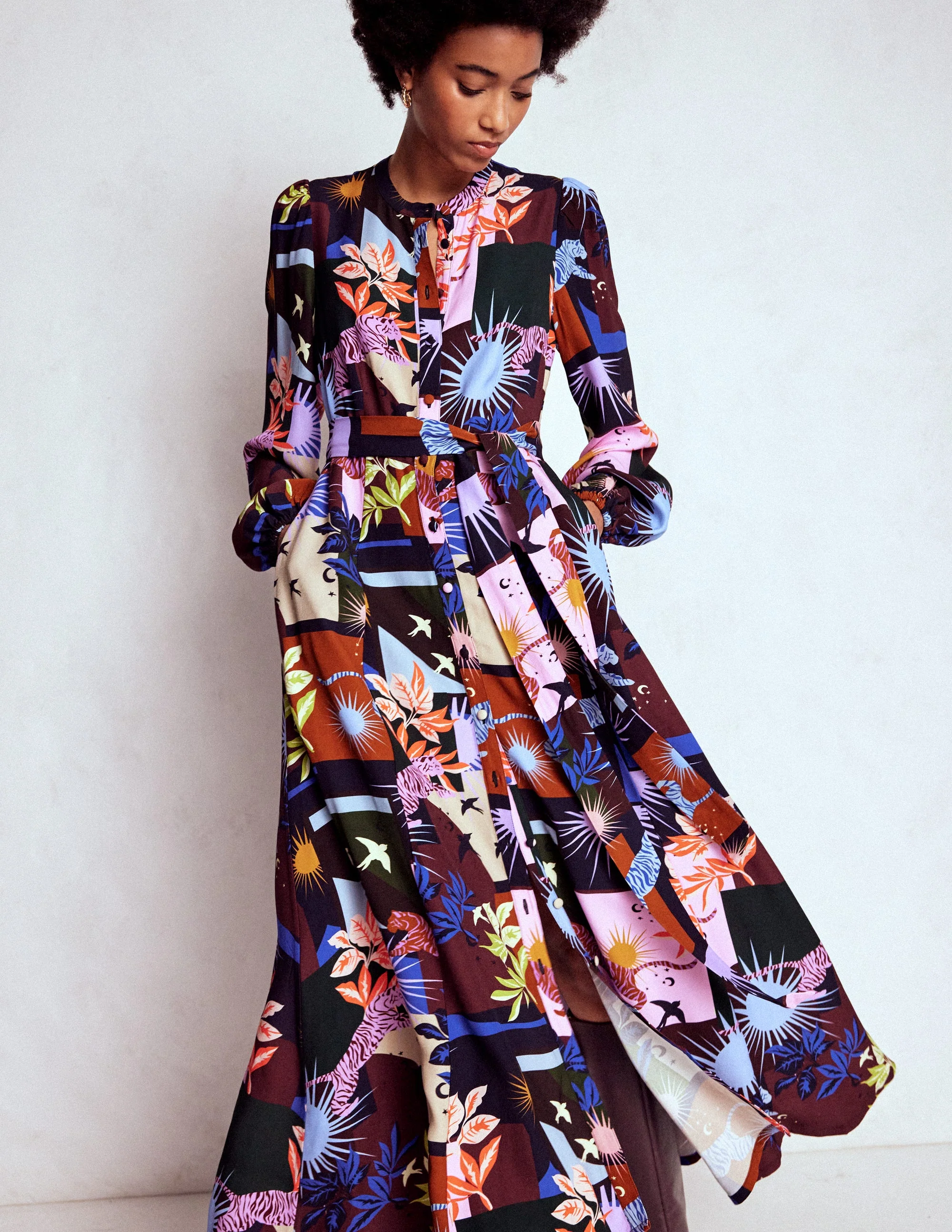 Mae Occasion Maxi Shirt Dress-Multi, Cosmic Savanna - Image 4