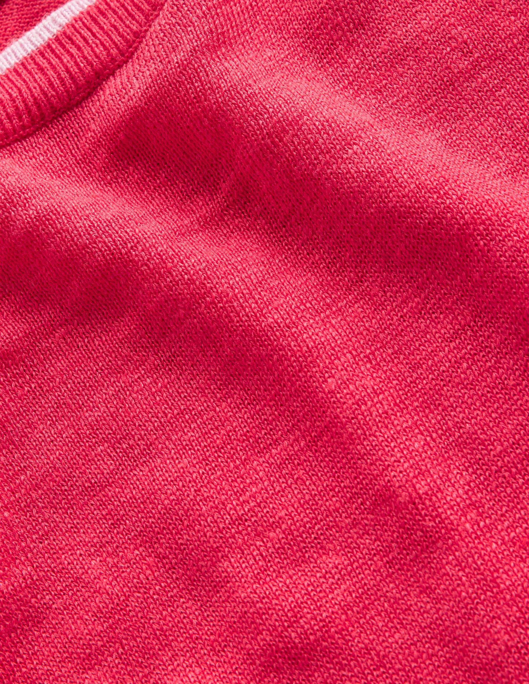 Maggie Boat Neck Linen T-Shirt-Bright Coral - Image 6