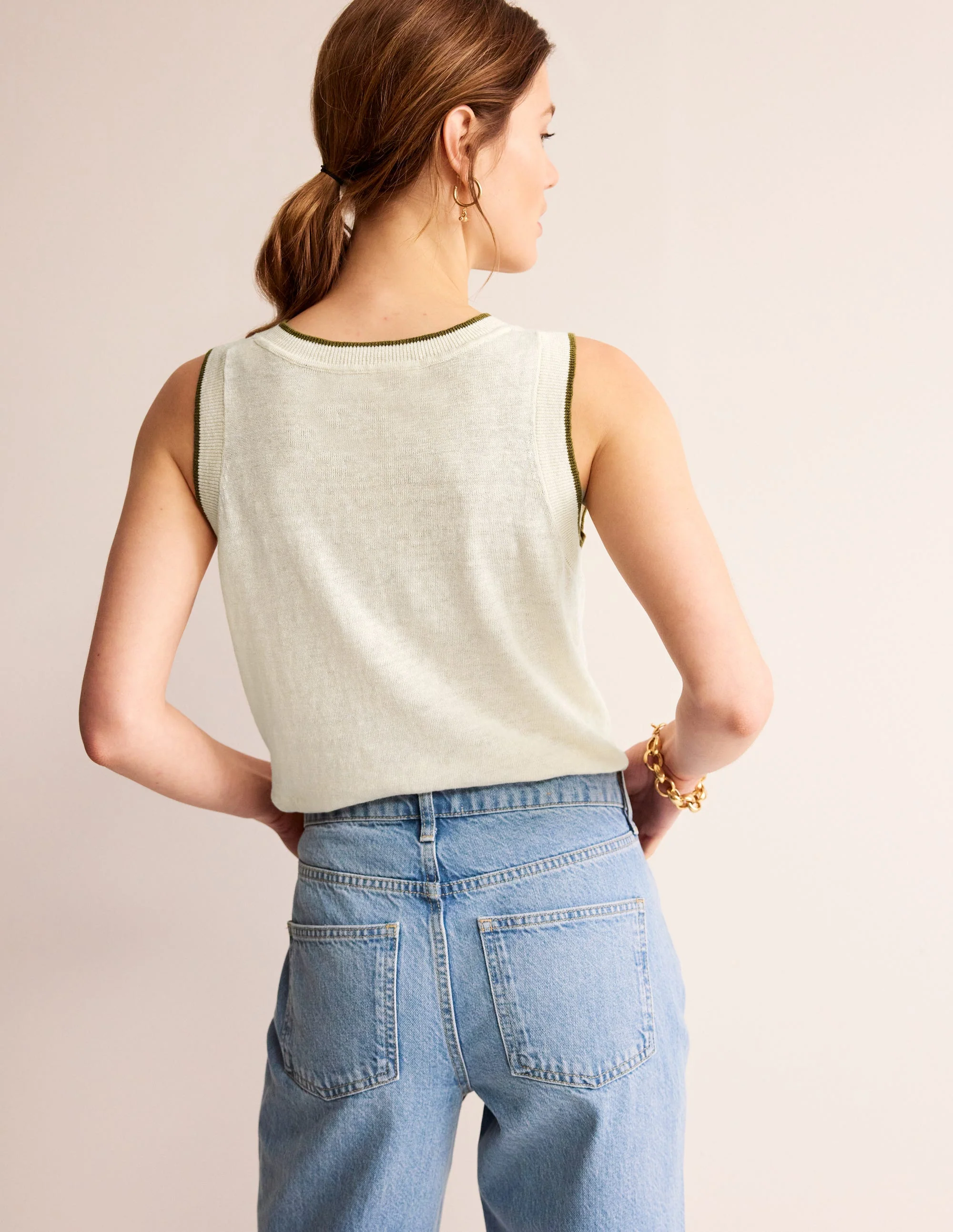 Maggie Linen Vest-Warm Ivory - Image 3
