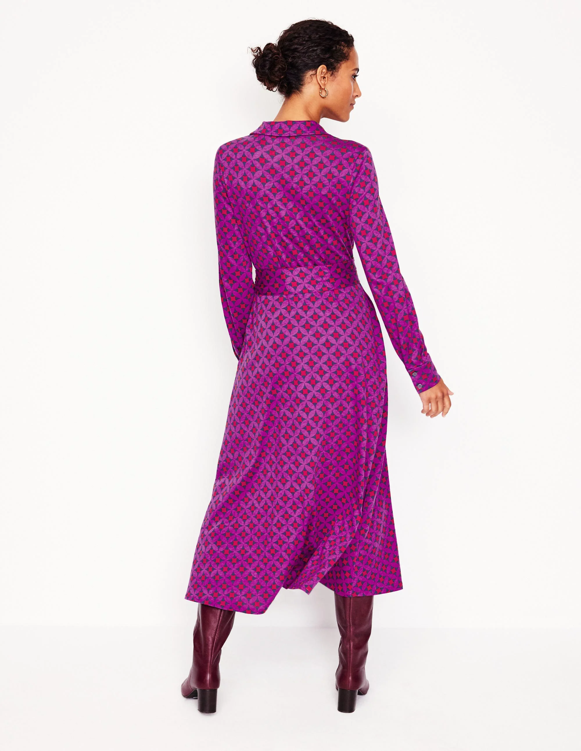 Marcia Jersey Midi Shirt Dress-Regal Purple, Diamond Terrace - Image 3