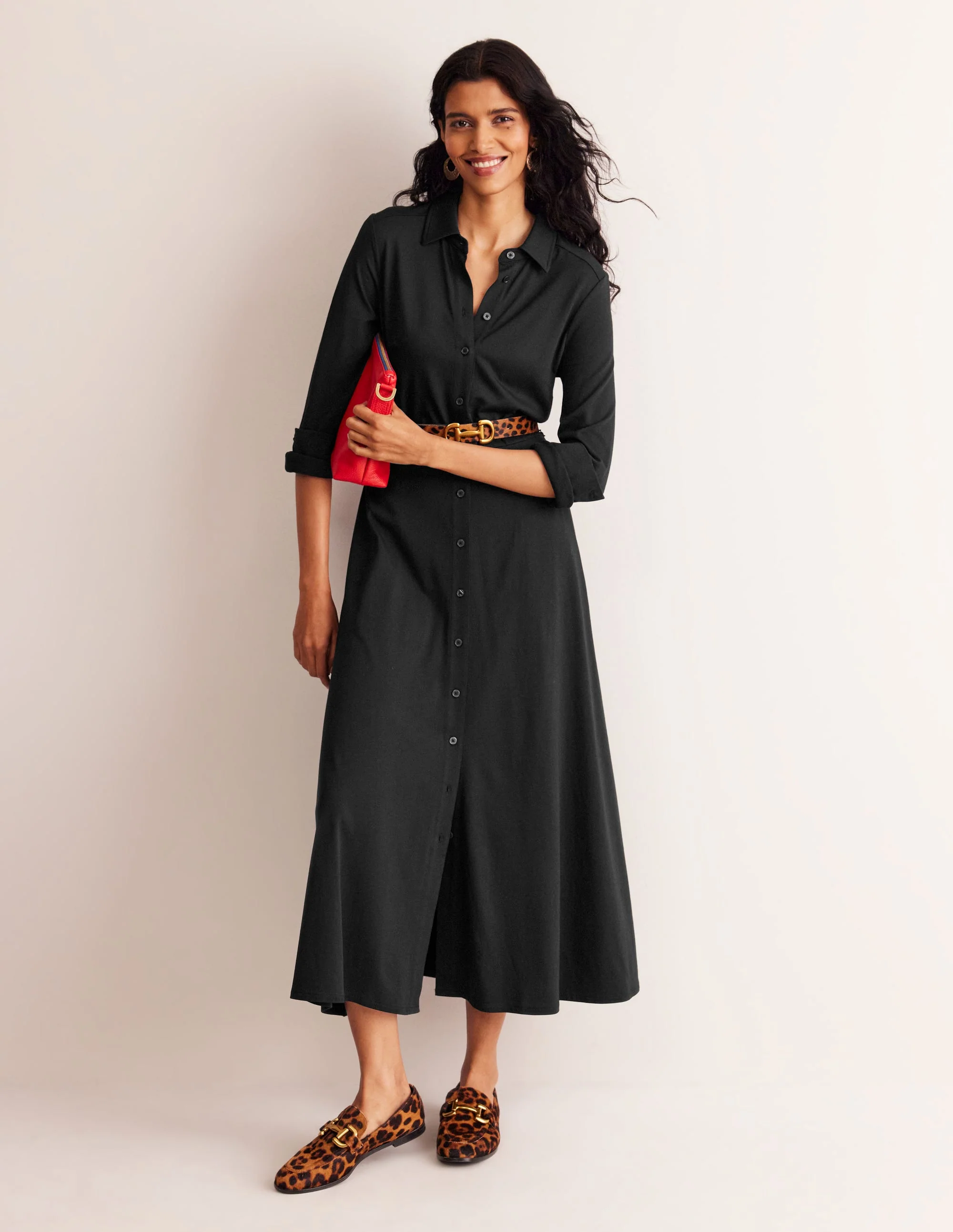 Marcia Jersey Shirt Dress-Black - Image 6