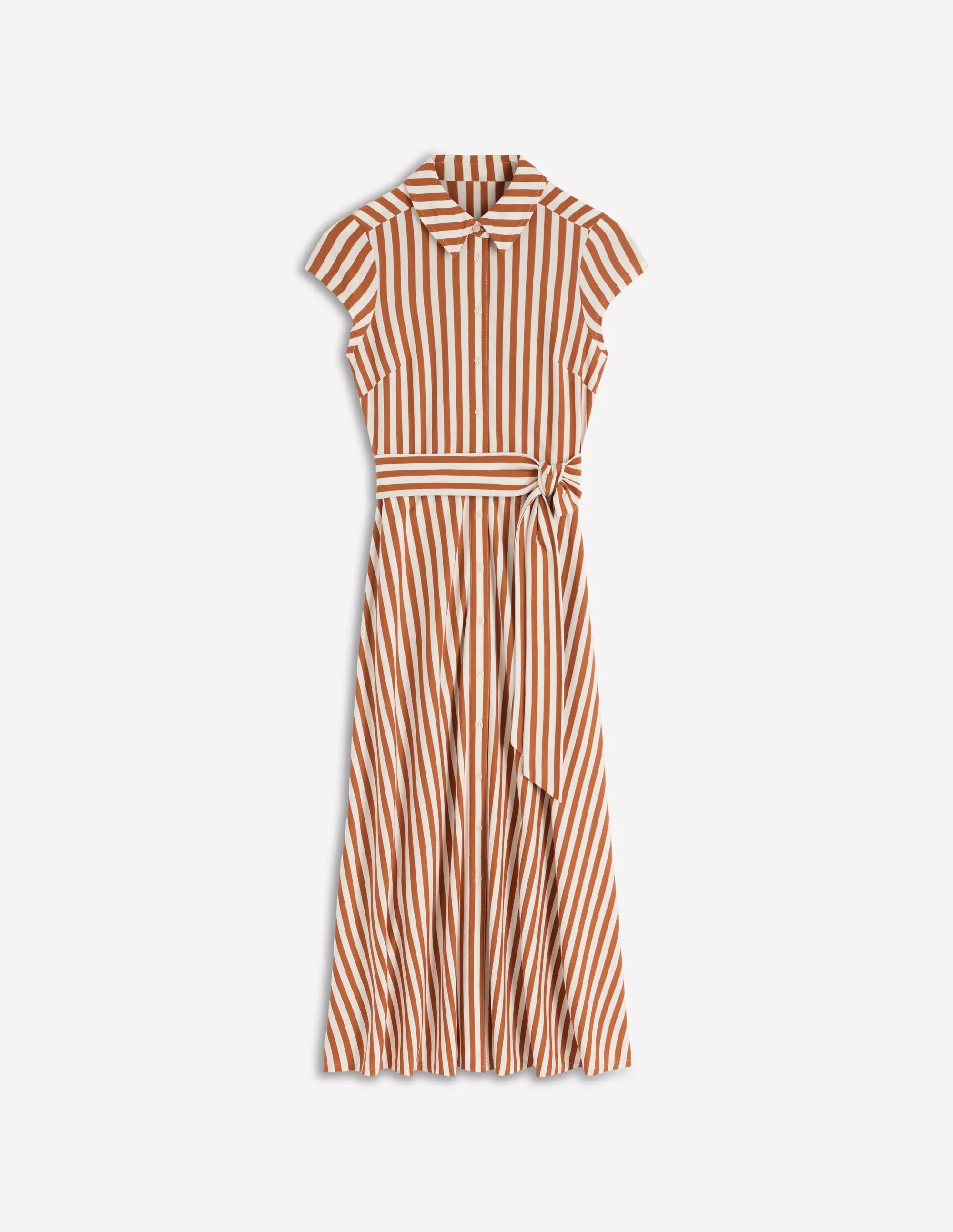 Marcia Jersey Shirt Dress-Cognac and Ivory Stripe - Image 5