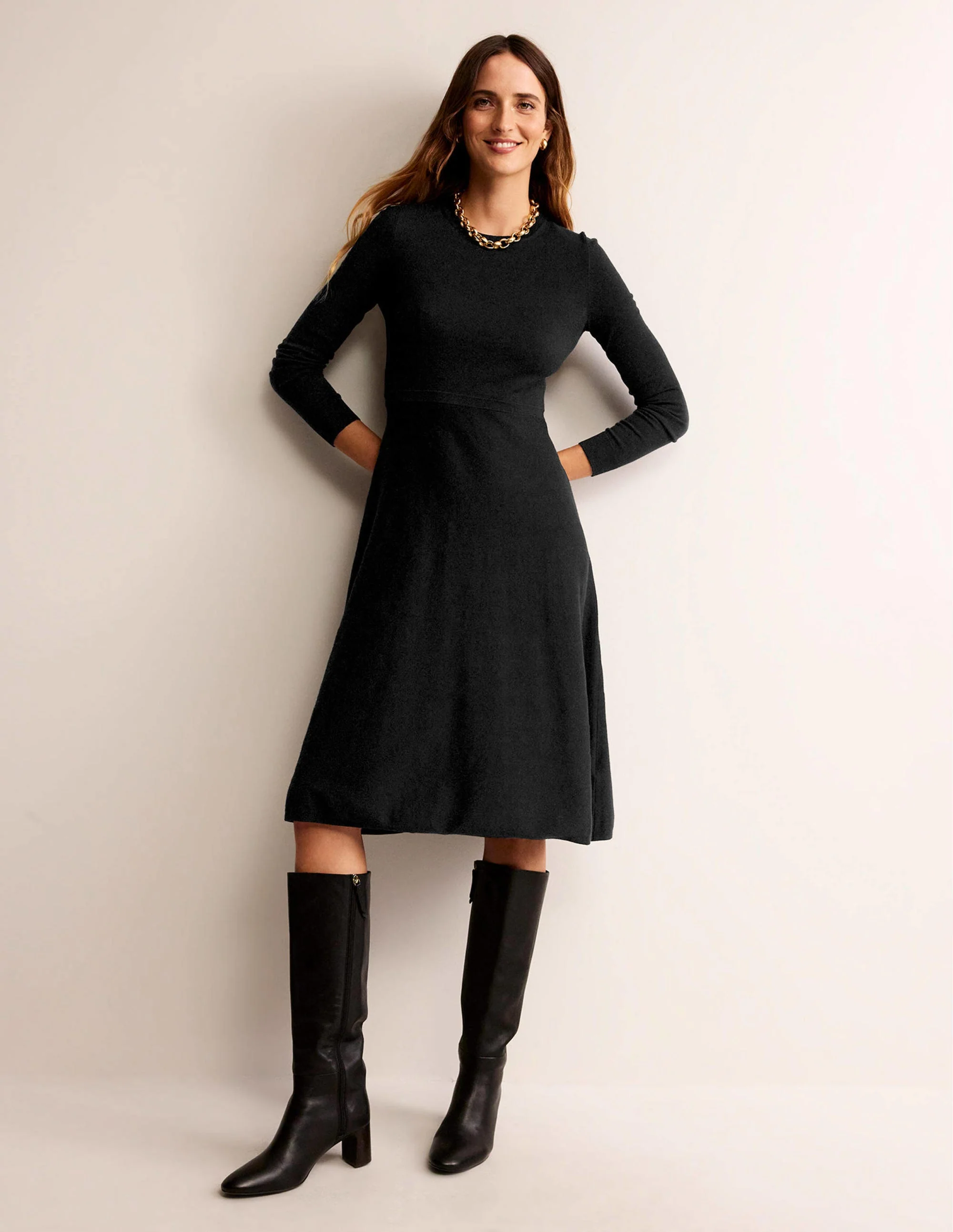 Maria Knitted Midi Dress-Black