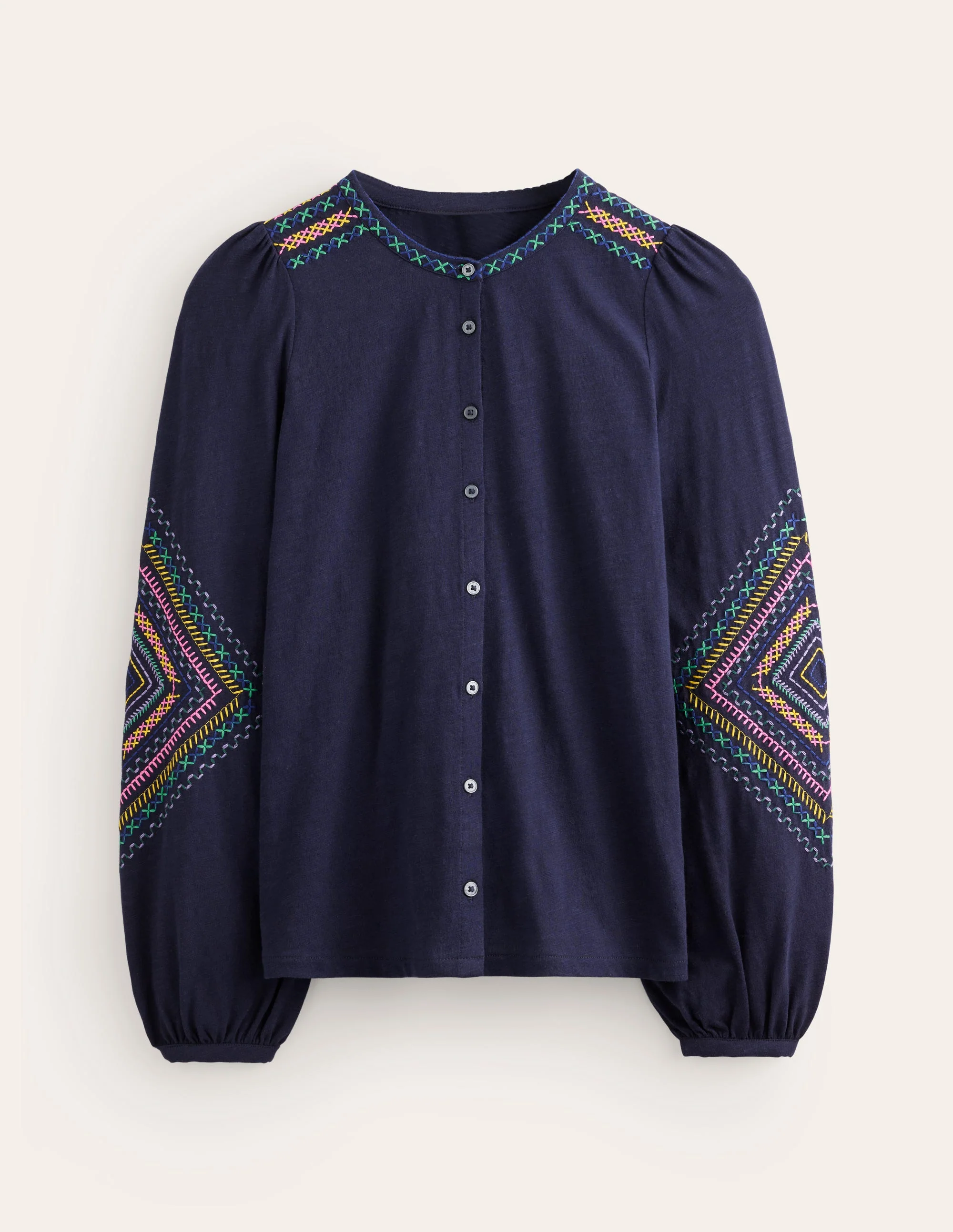 Marina Embroidered Shirt-Navy - Image 5