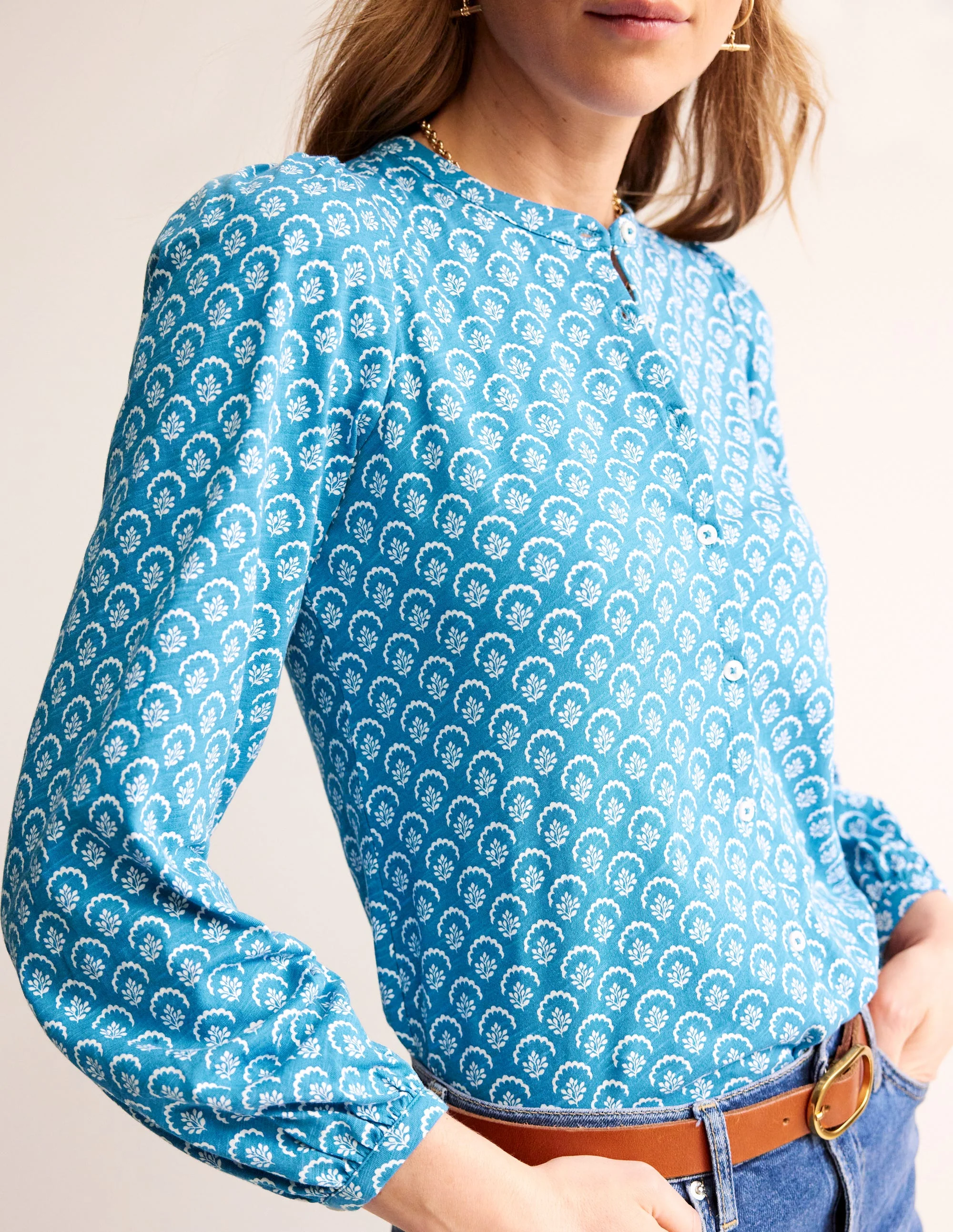 Marina Jersey Shirt-Faience, Ditsy Vine - Image 2