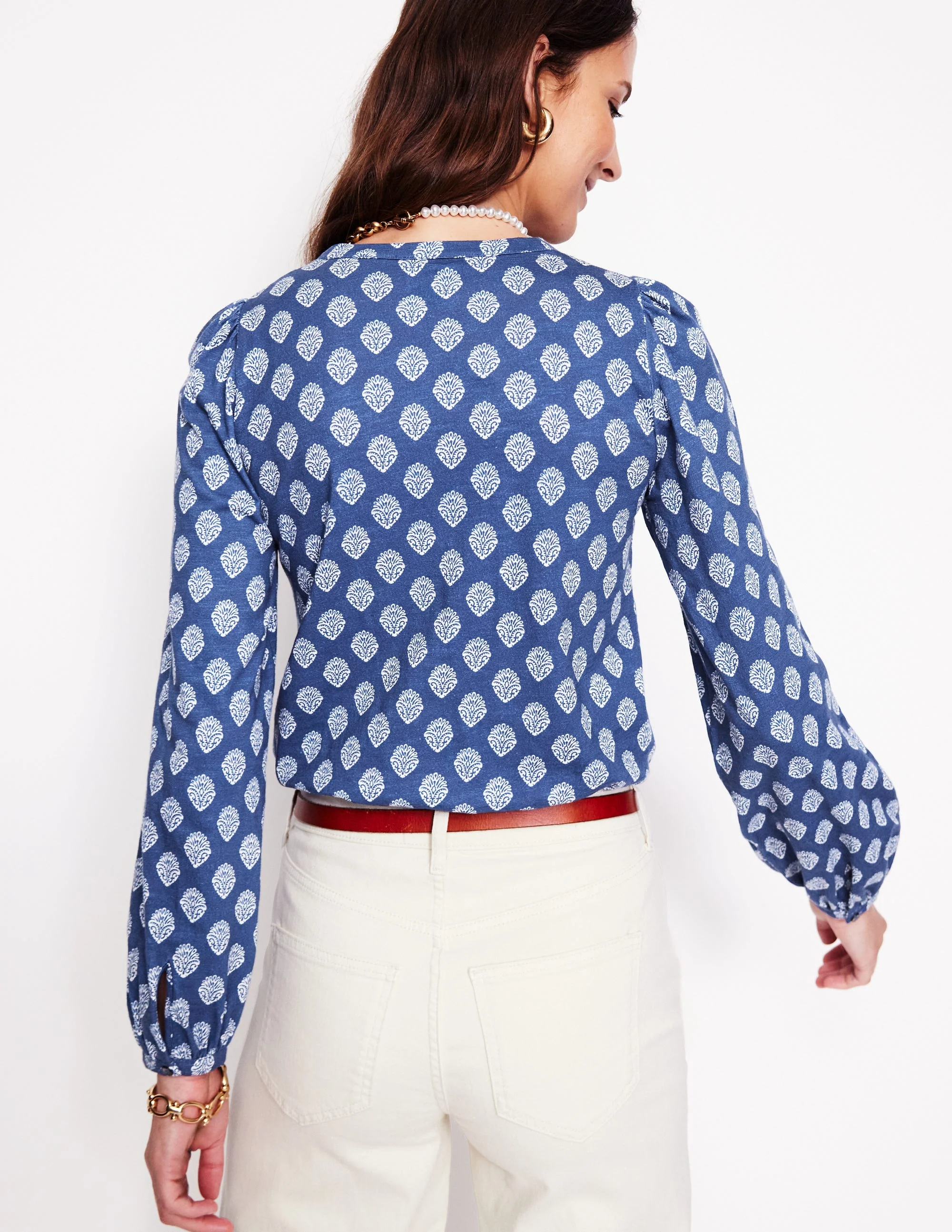Marina Jersey Shirt-True Navy, Ornate Stamp - Image 3
