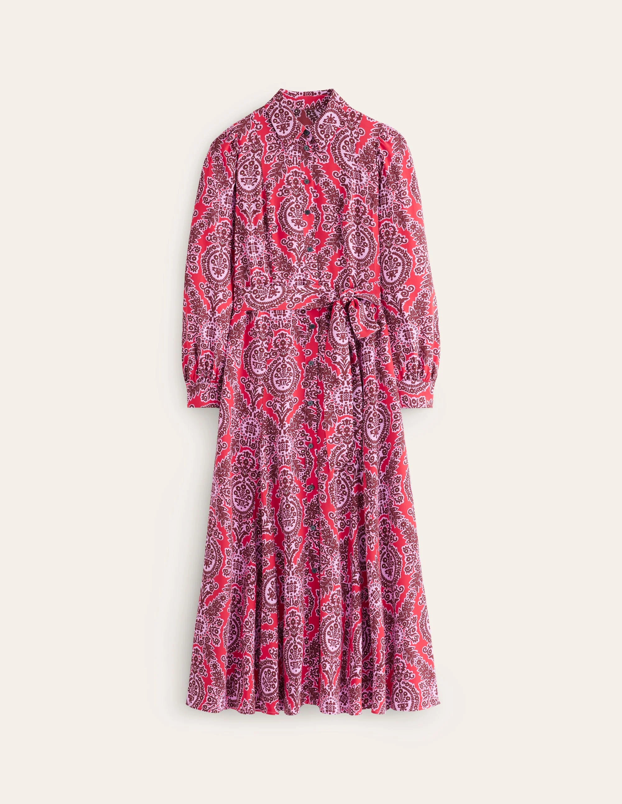 Martha Godet Maxi Shirt Dress-Bright Ruby, Opulent Vine - Image 7