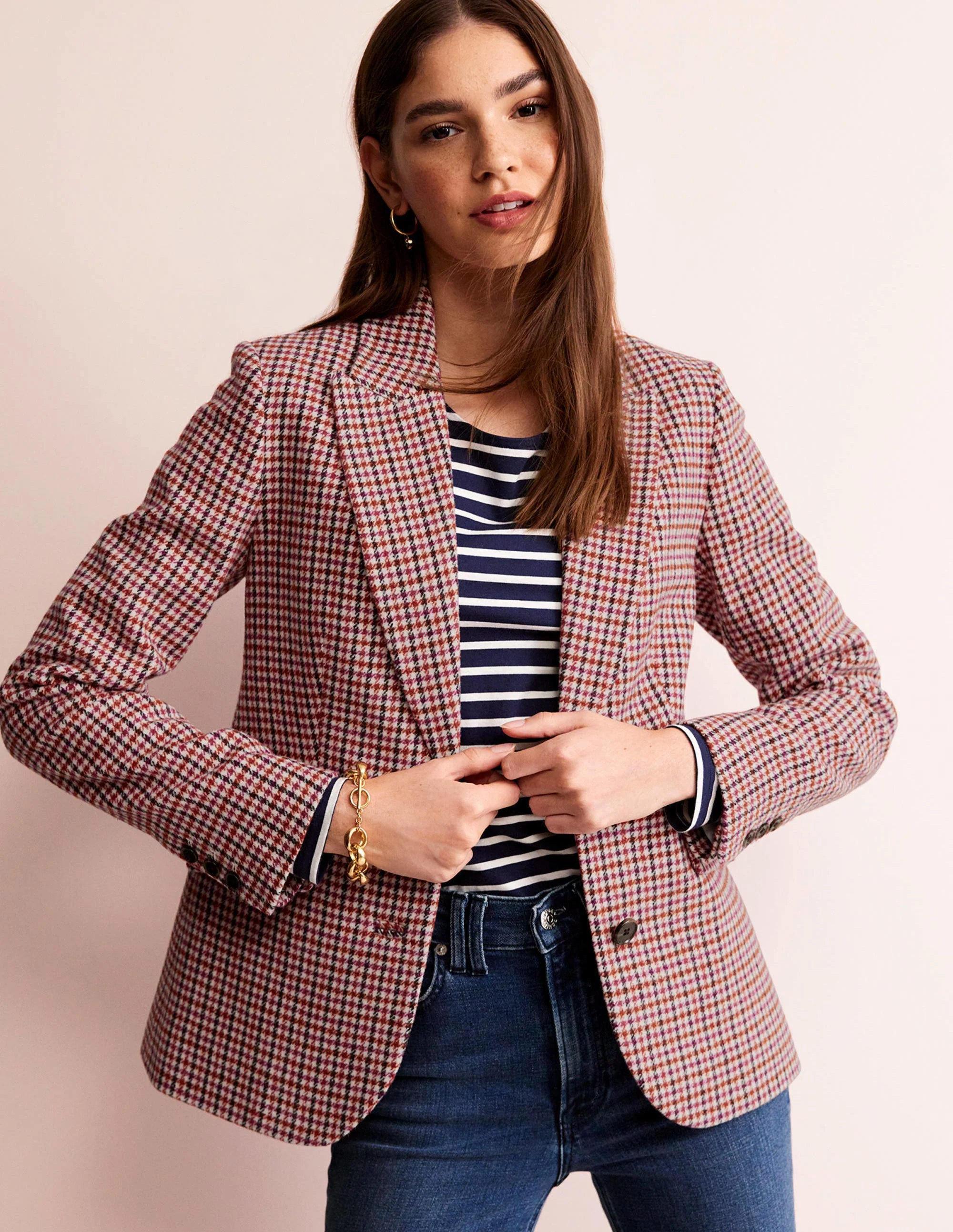 Marylebone Checked Blazer-Berry Drawn Check - Image 4
