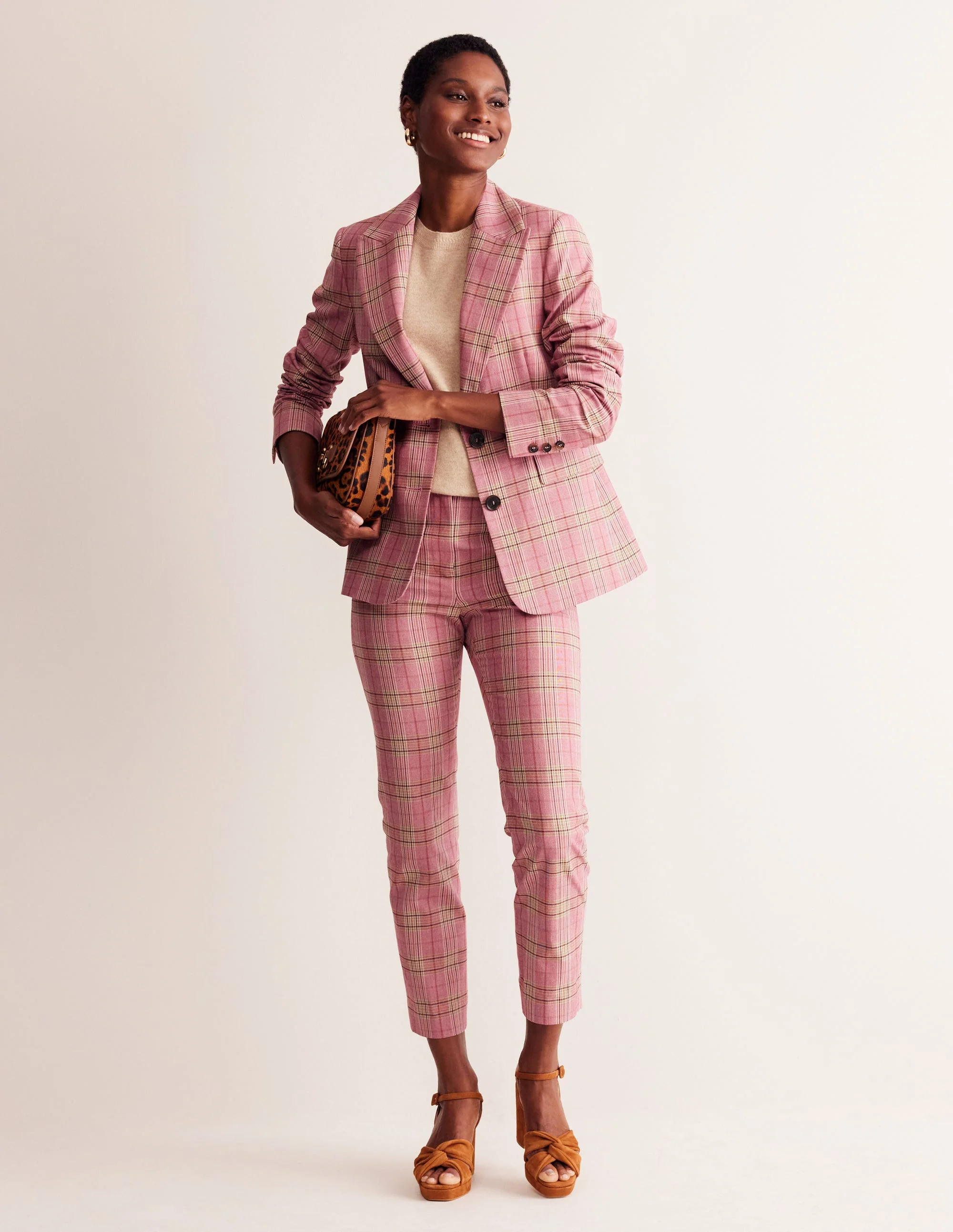 Marylebone Cotton Blazer-Pink Check - Image 4