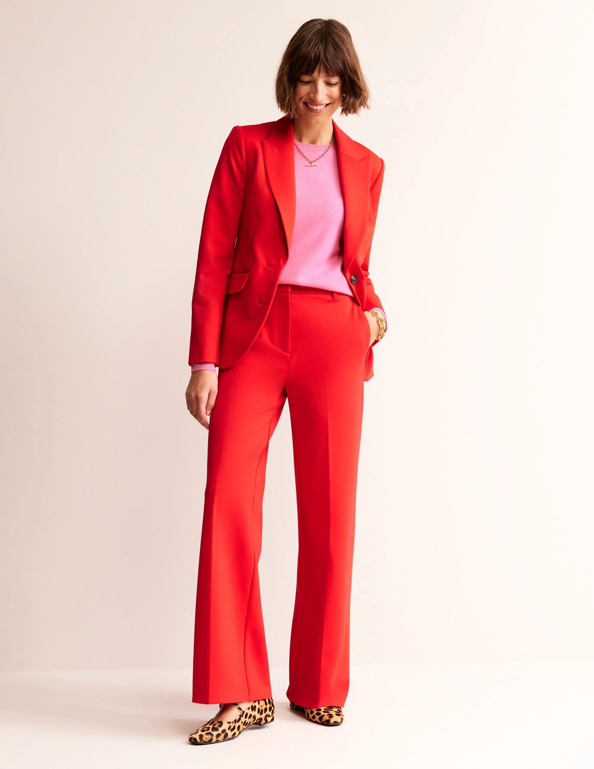 Marylebone Ponte Blazer-Pomegranate - Image 4
