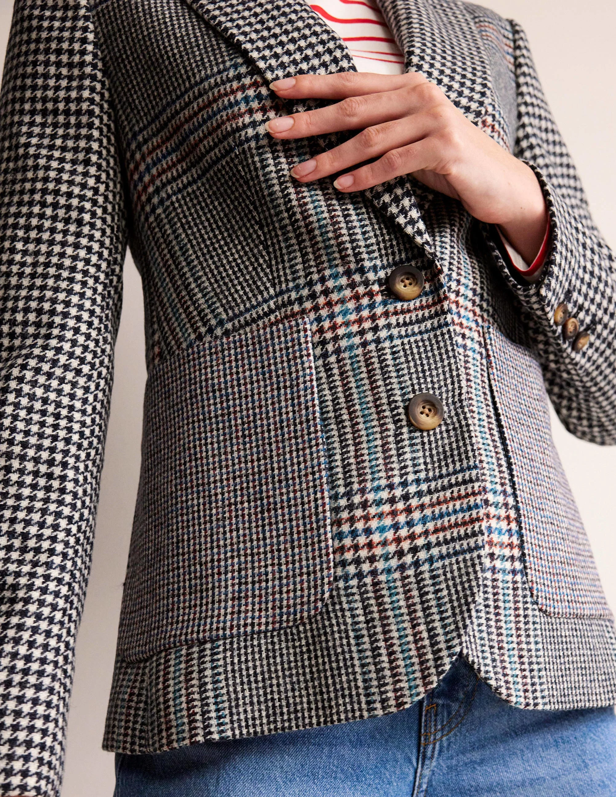 Marylebone Tweed Blazer-Hotchpotch Check - Image 2