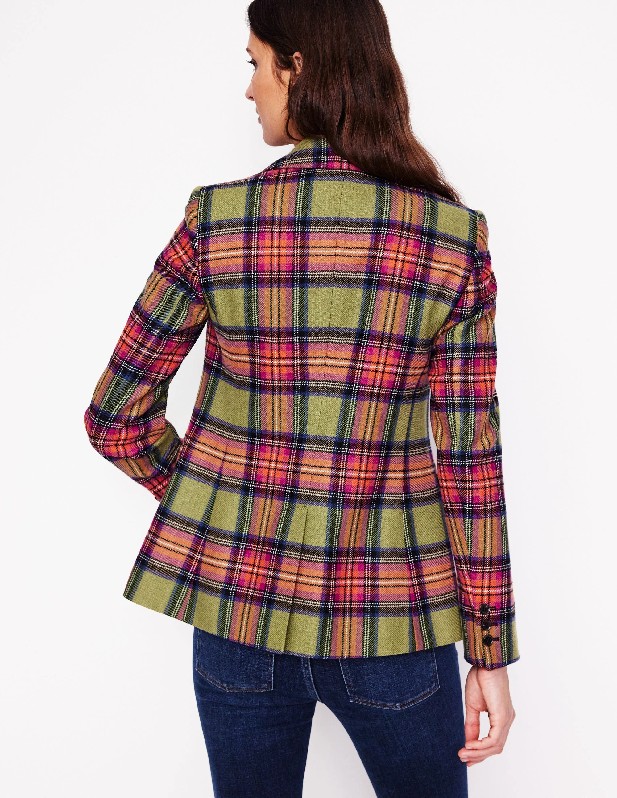 Marylebone Wool-Blend Blazer-Green and Purple Check - Image 4