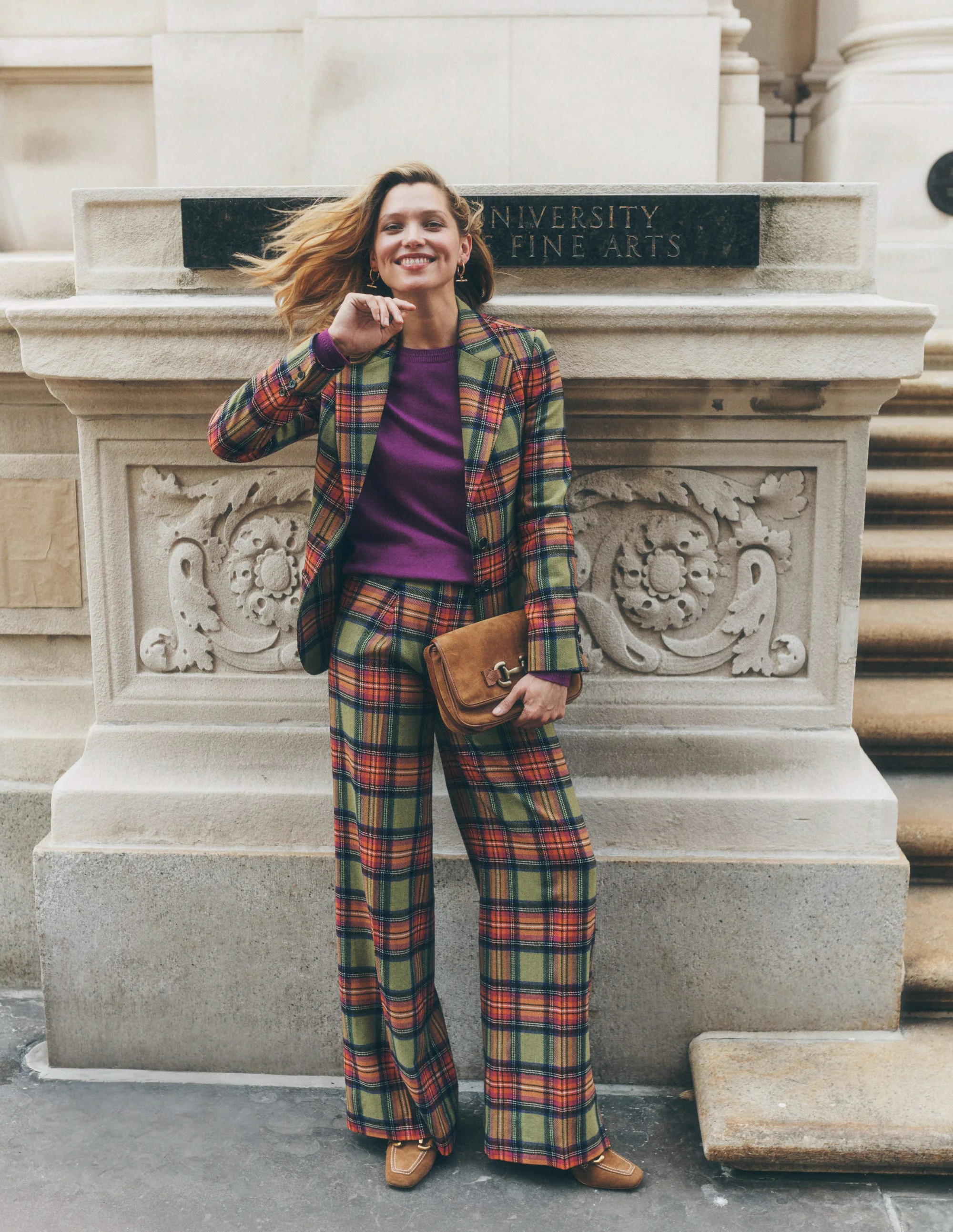 Marylebone Wool-Blend Blazer-Green and Purple Check - Image 6