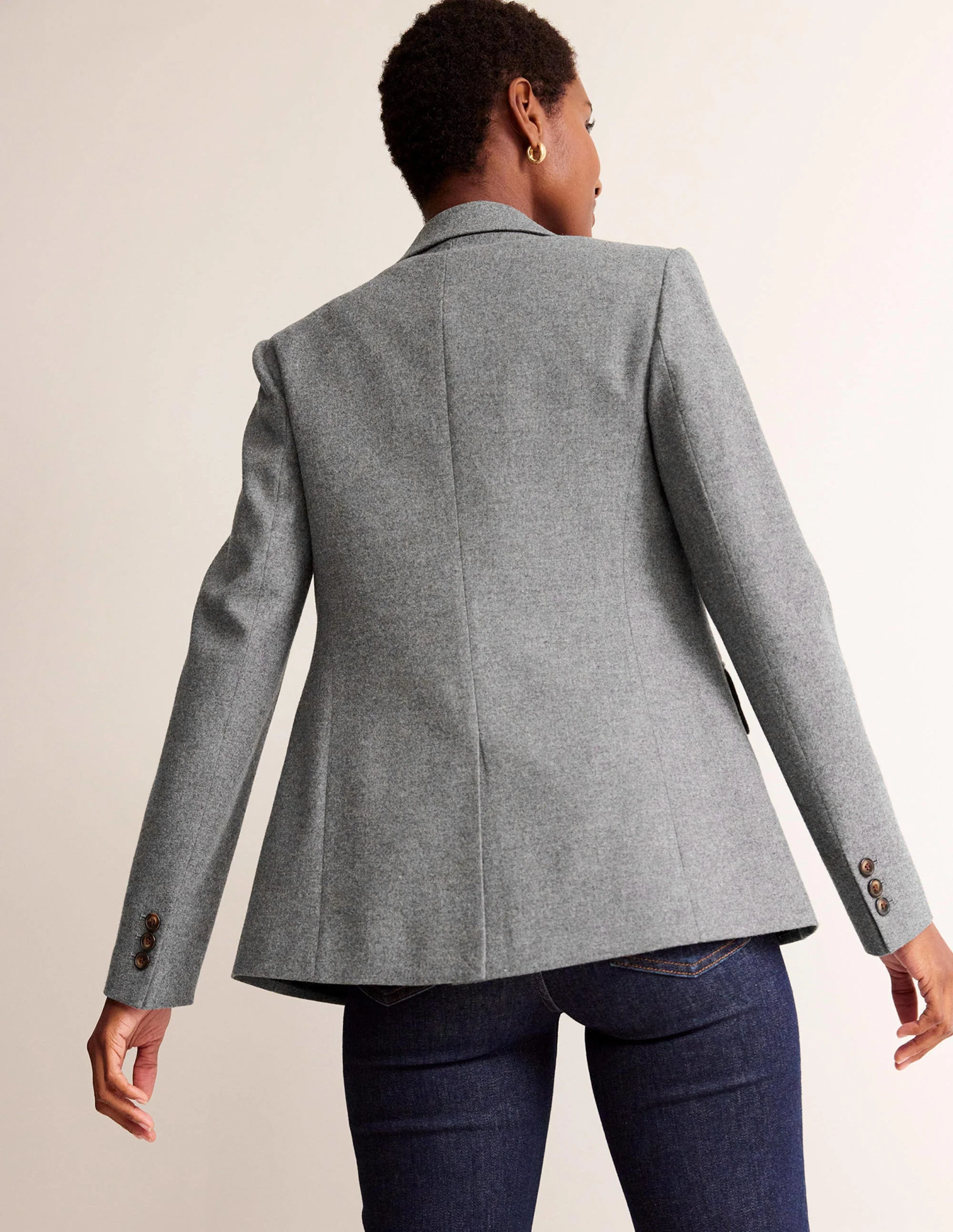 Marylebone Wool-Blend Blazer-Grey Melange - Image 3
