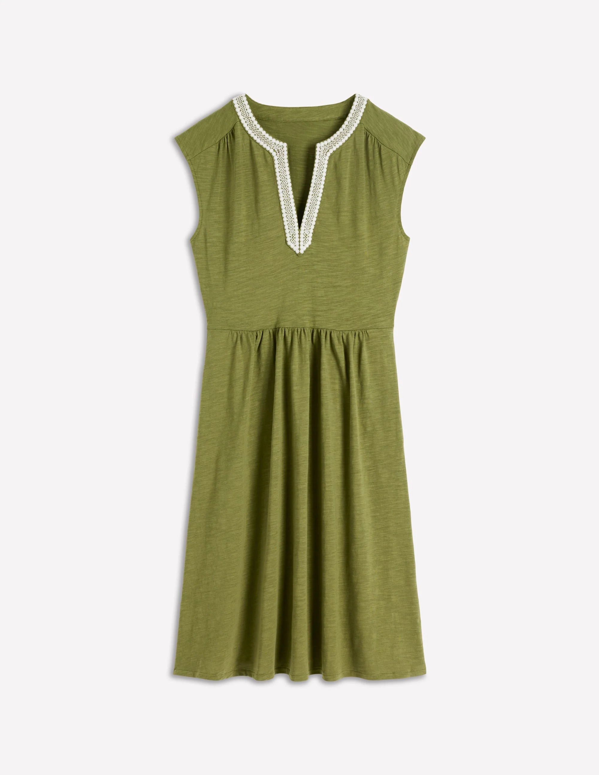 May Embroidered Short Dress-Olive - Image 5