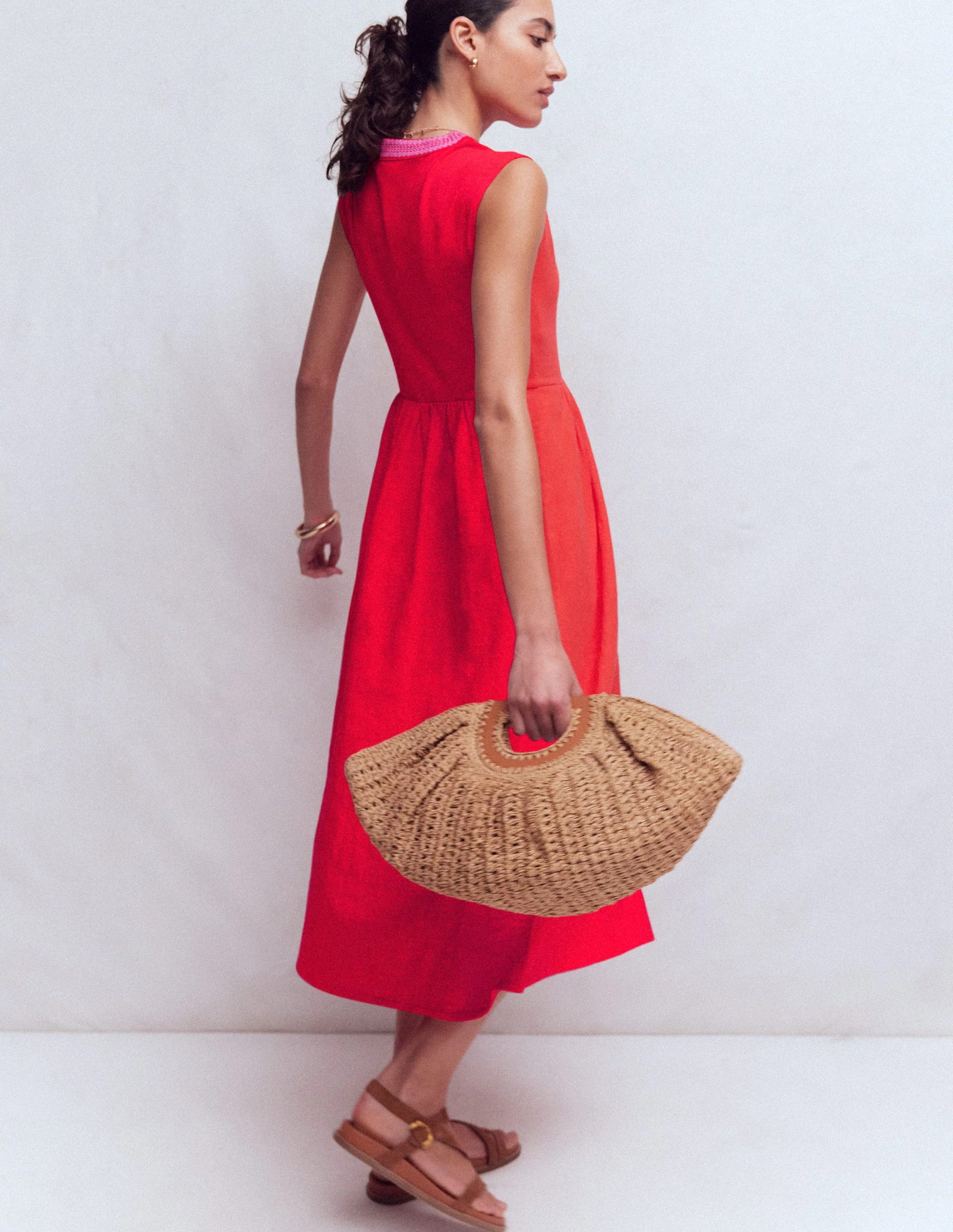 May Jersey Midi Dress-Poppy Red - Image 3