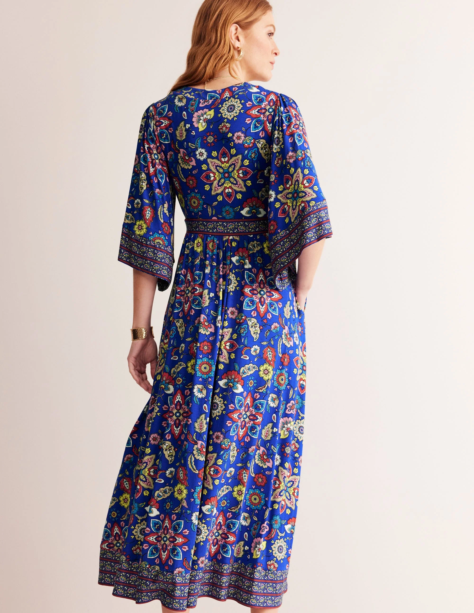 Maya Kimono Jersey Maxi Dress-Surf the Web, Botanical Sprig - Image 3