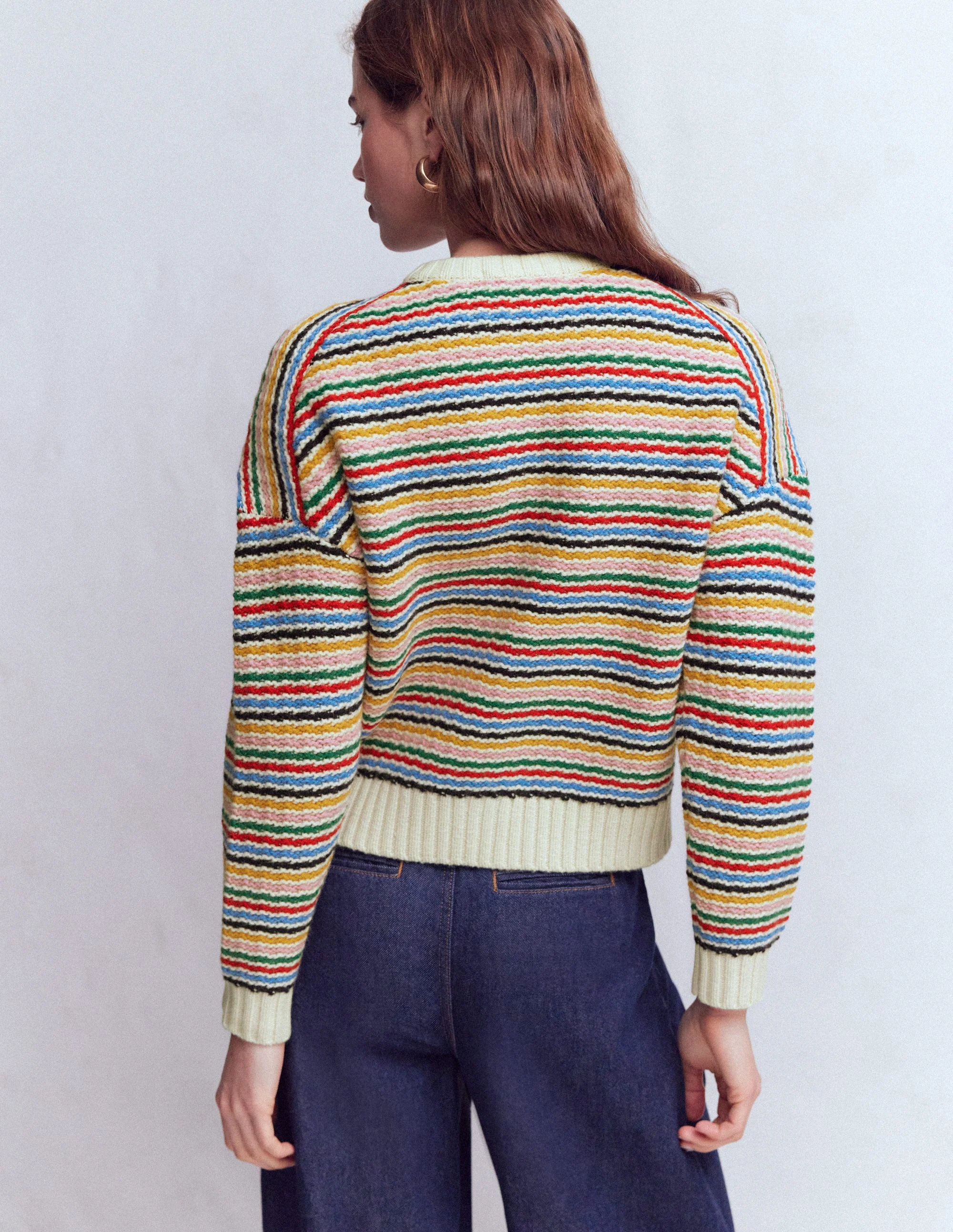Maya Zip Up Jacket-Ivory, Rainbow - Image 3