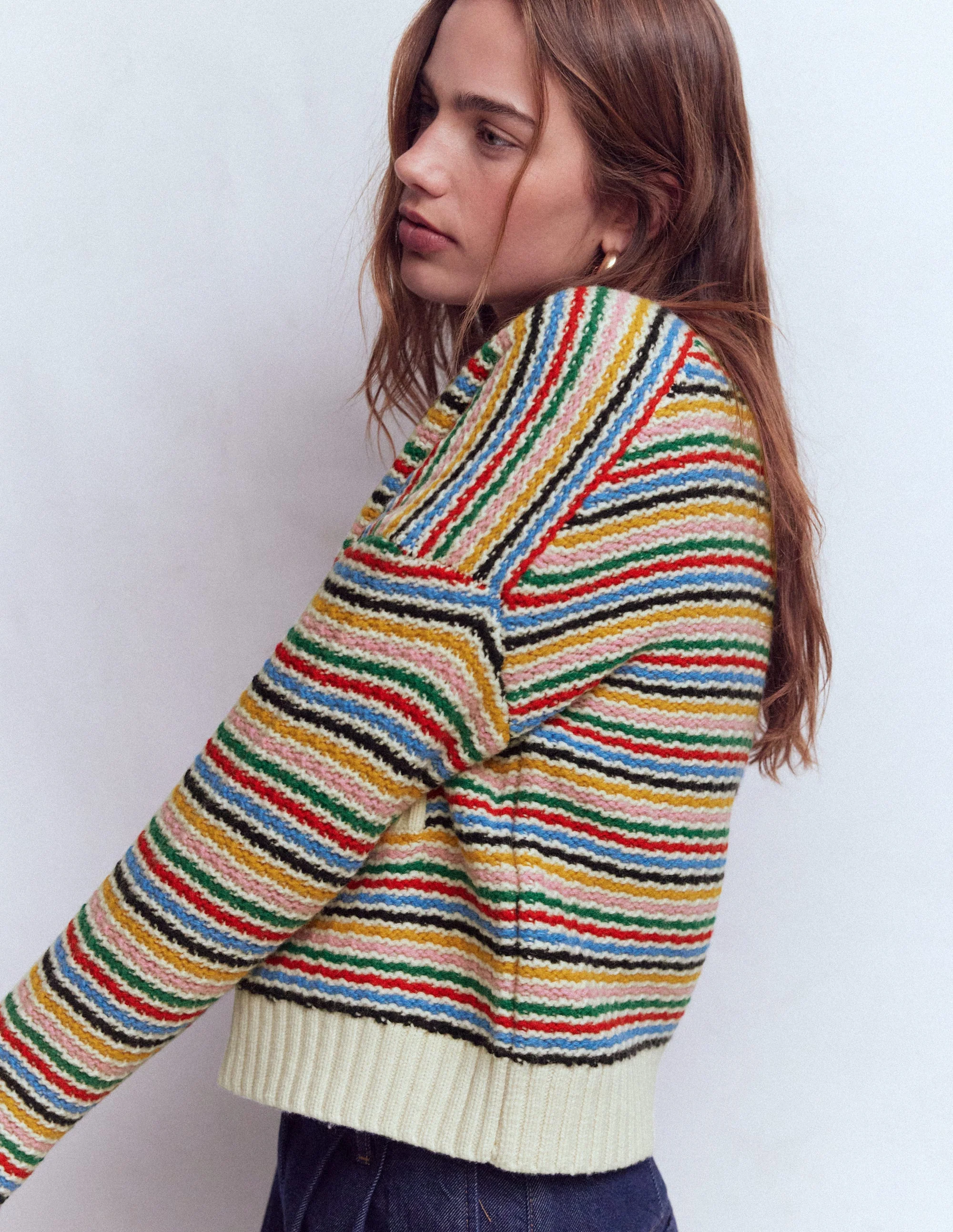 Maya Zip Up Jacket-Ivory, Rainbow - Image 5