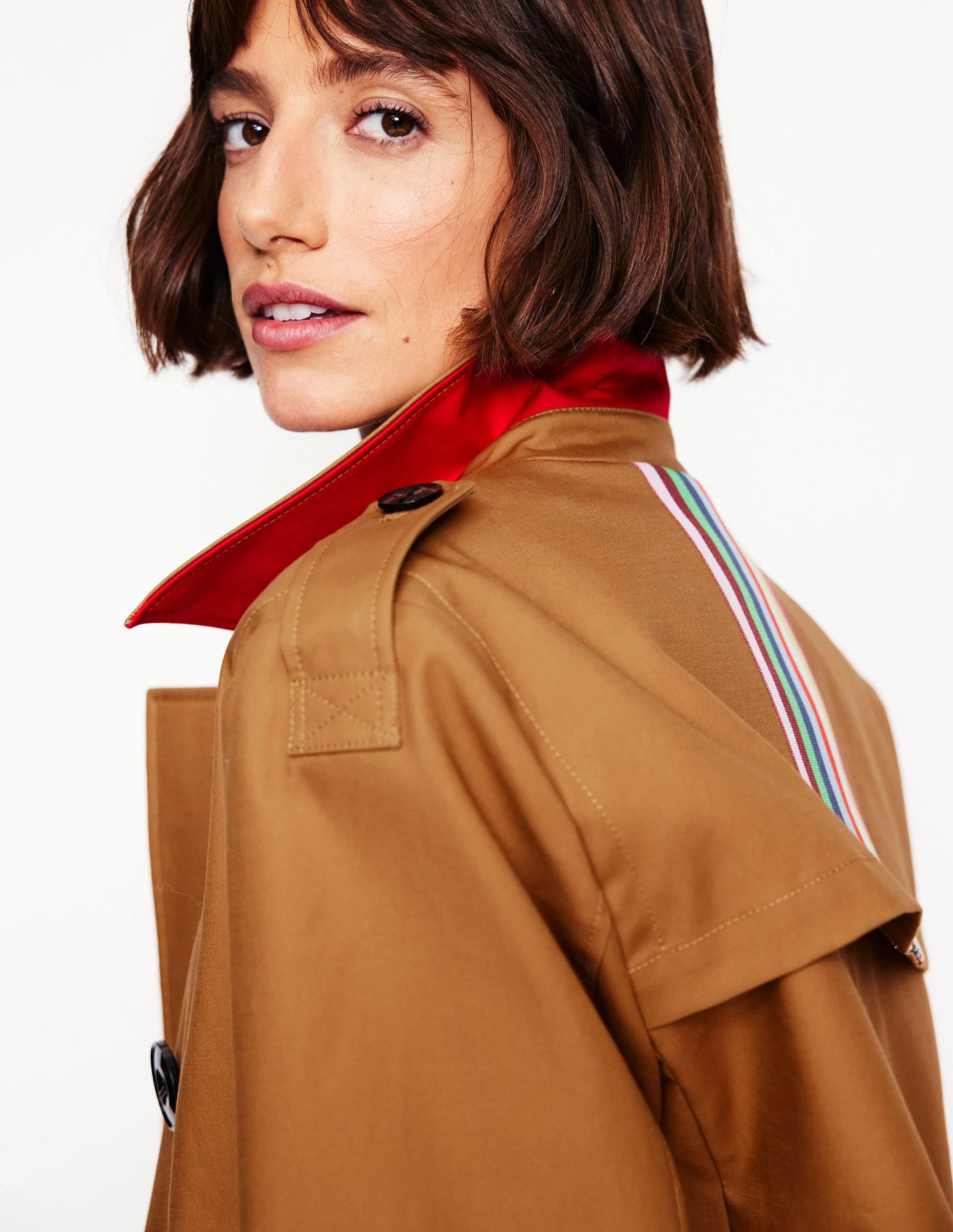 Mayfair Cropped Trench-Hazelnut Brown - Image 2