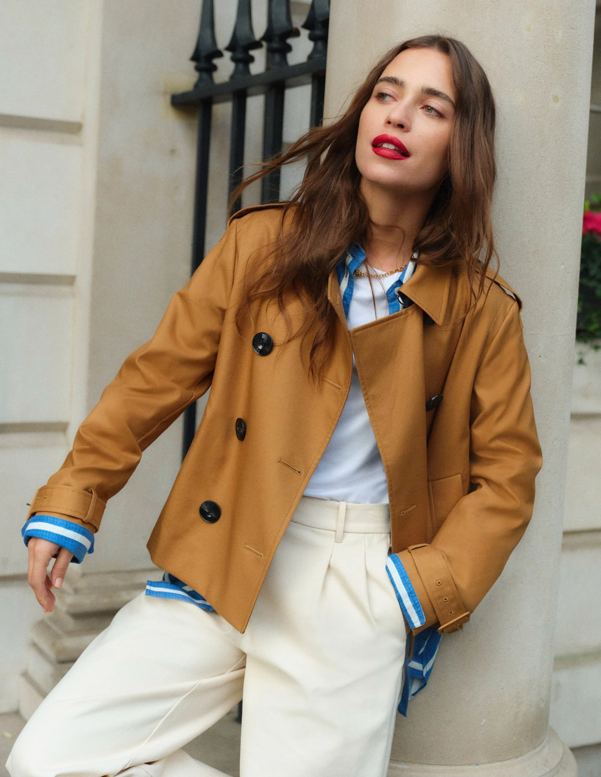 Mayfair Cropped Trench-Hazelnut Brown - Image 6