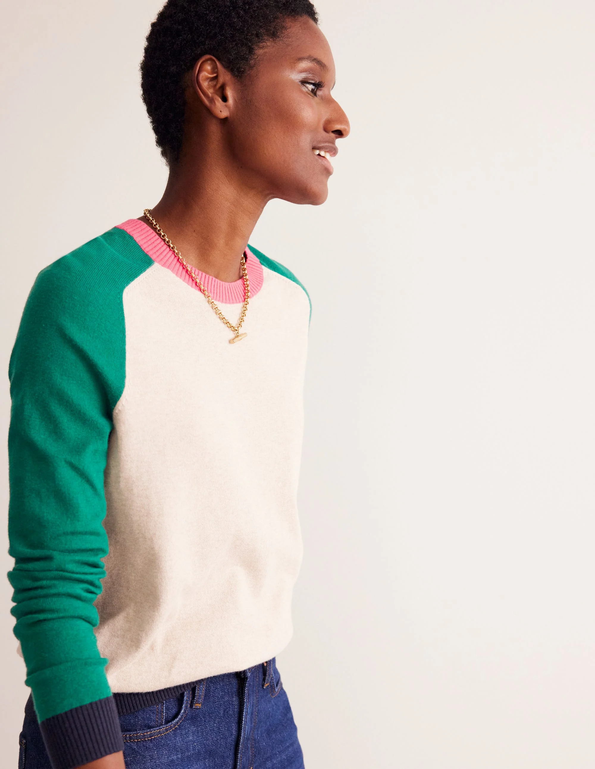 Meg Saddle Sleeve Sweater-Chinchilla, Colourblock - Image 4
