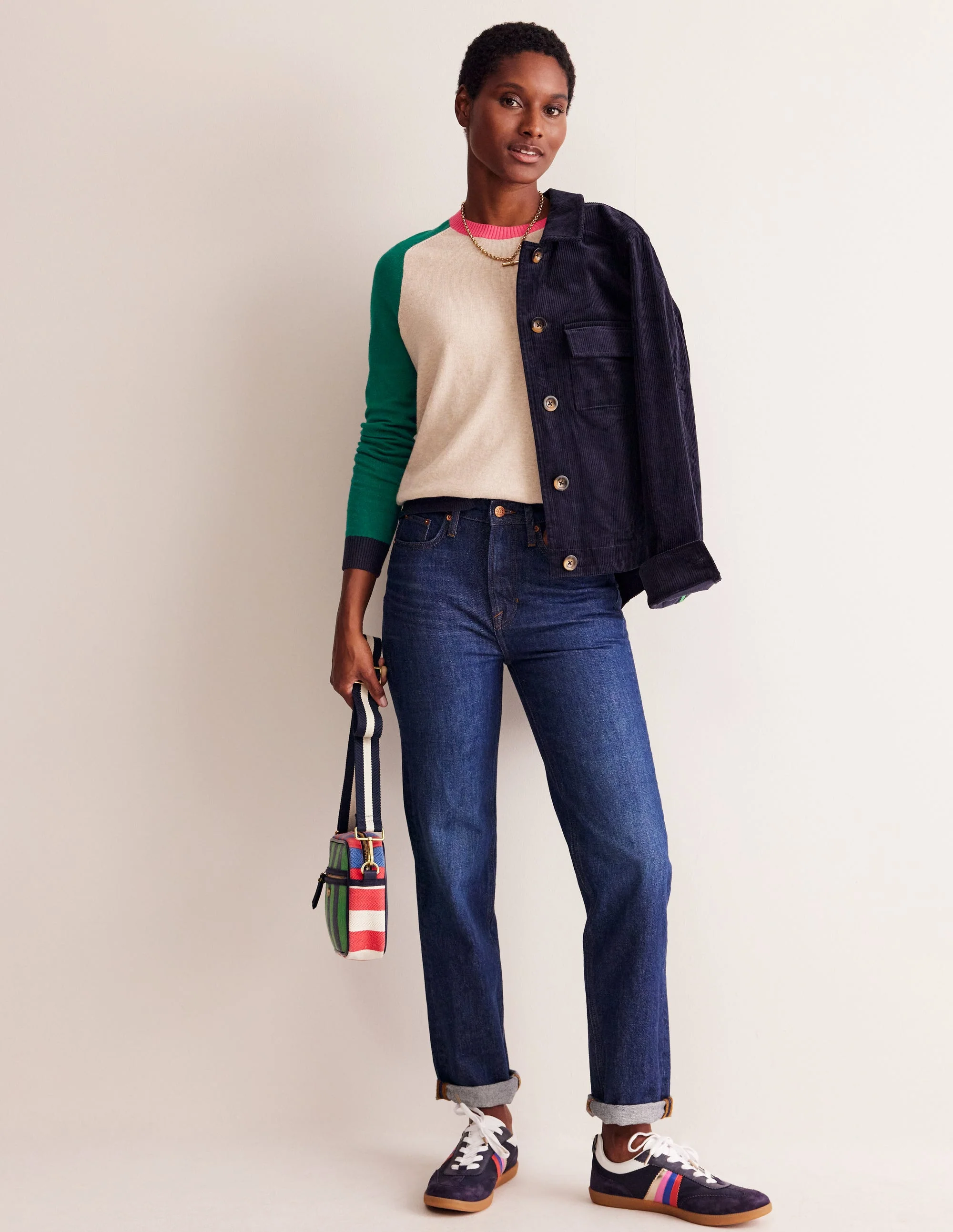 Meg Saddle Sleeve Sweater-Chinchilla, Colourblock - Image 5