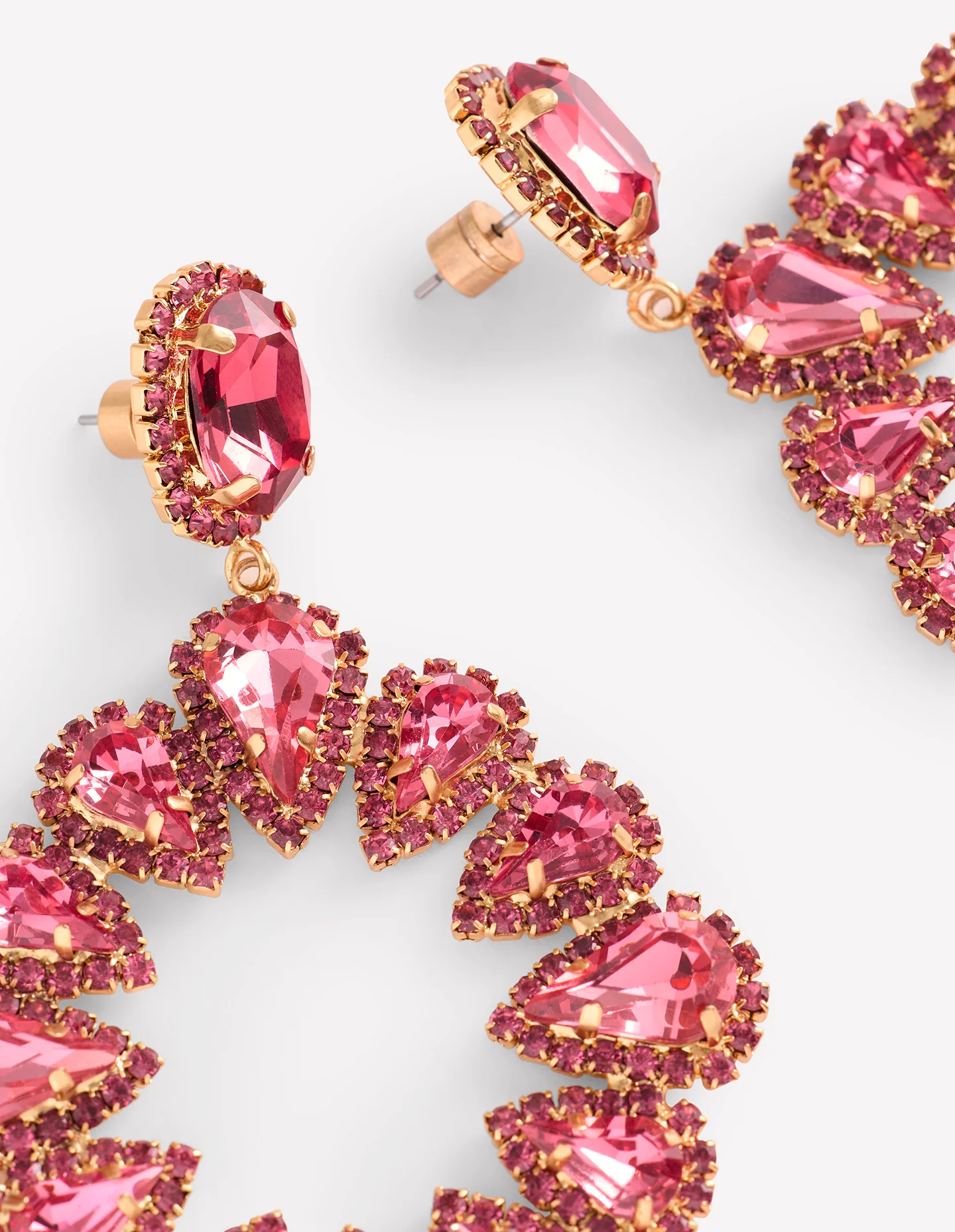 Mega Teardrop Cluster Earrings-Red - Image 4