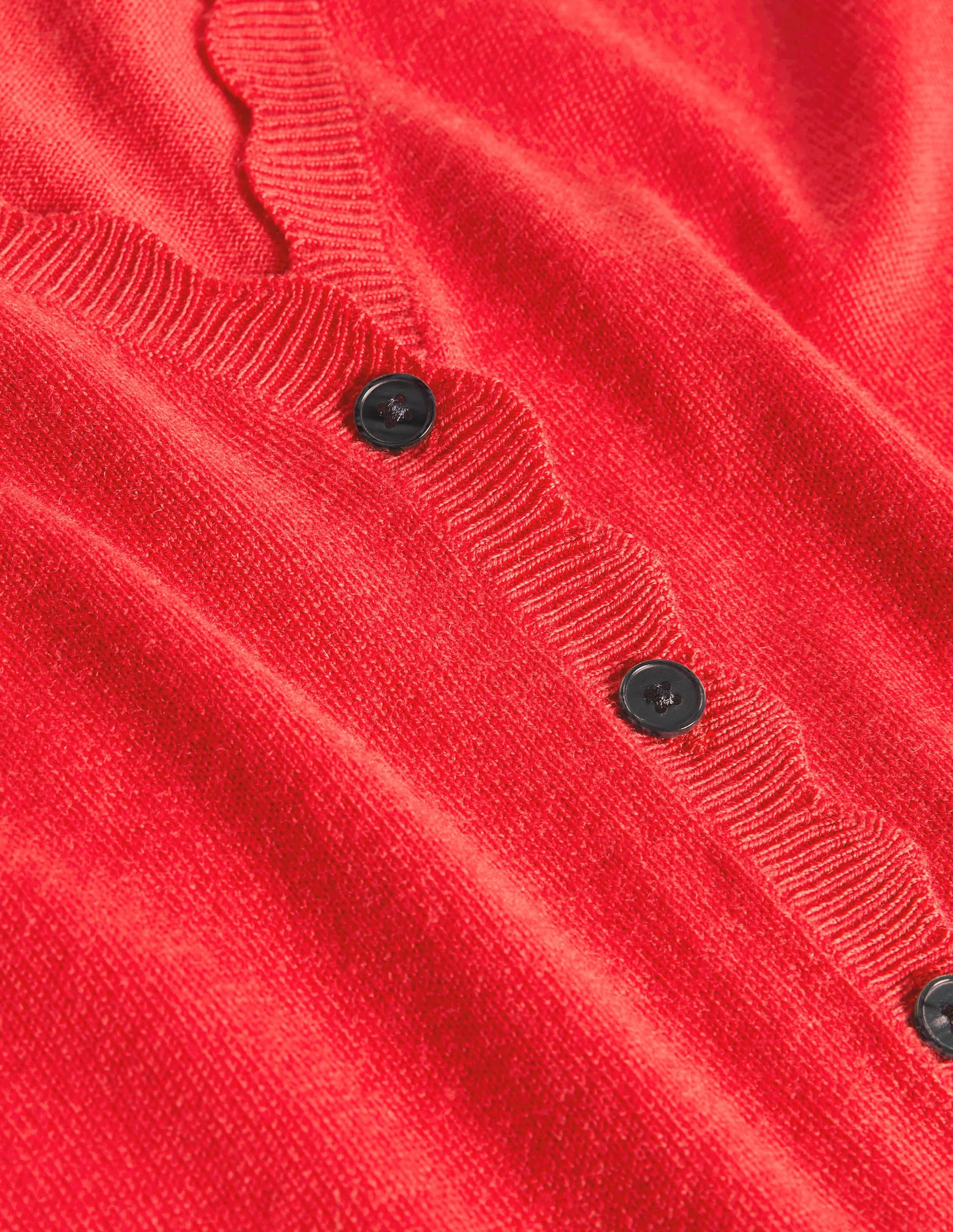 Merino Scallop Trim Cardigan-Cherry Red - Image 6